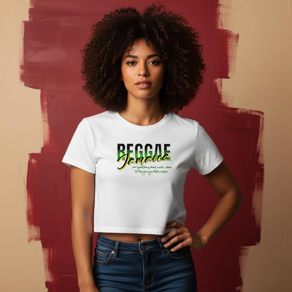 Gelato Print Material Reggae Jamaica Women’s Crop Tee | Bella+Canvas 8882