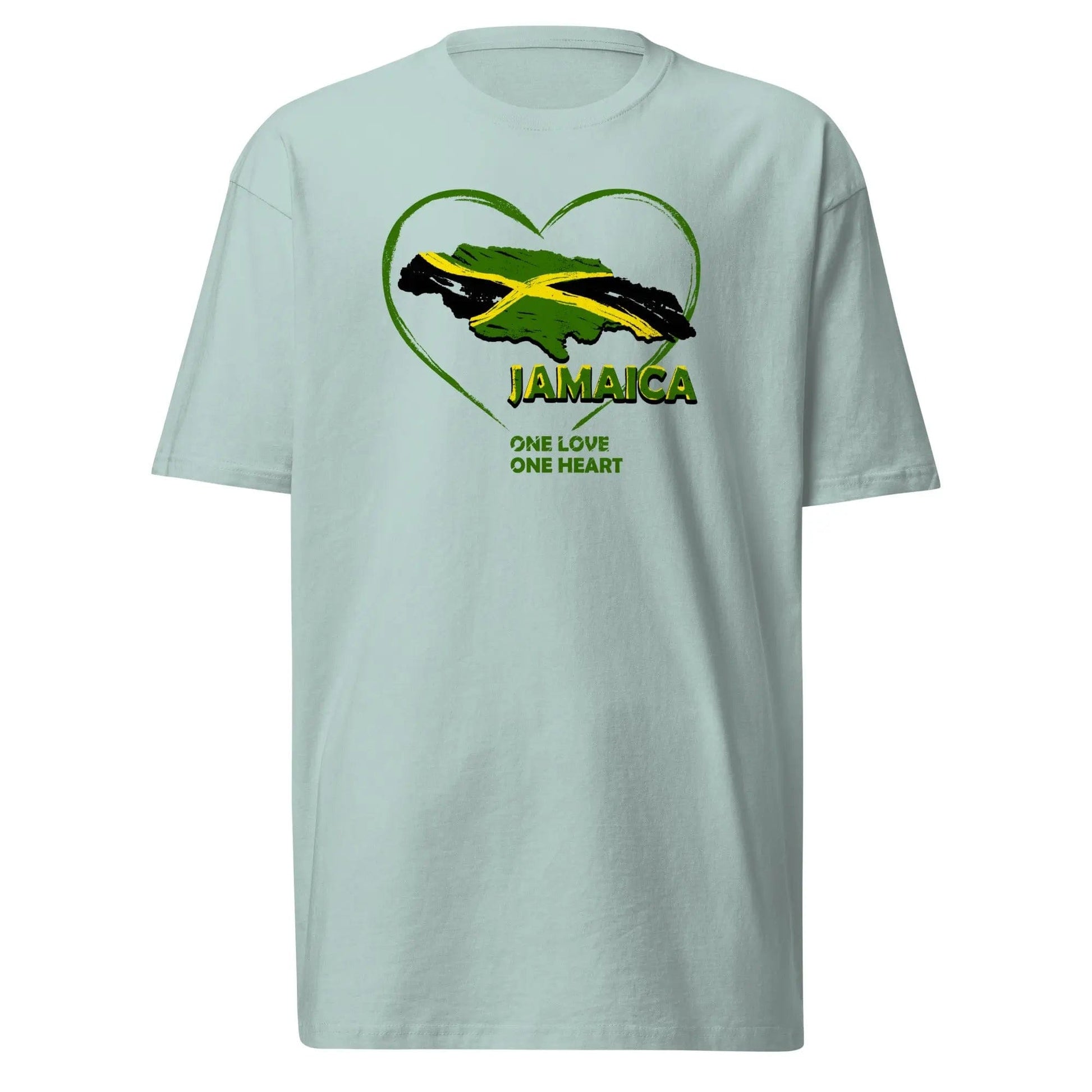 STYLISH3TEES.COM Agave / S Jamaica One Love One Heart. Men’s Premium Heavyweight Tee