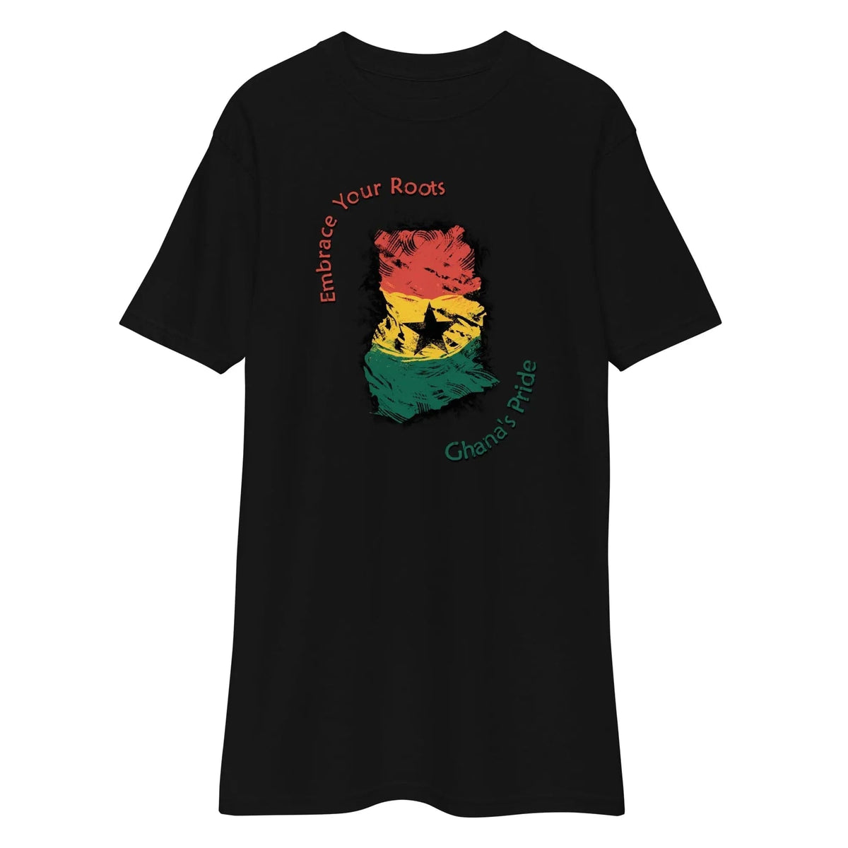STYLISH3TEES.COM Roots Of Ghana's Pride Men’s premium heavyweight tee