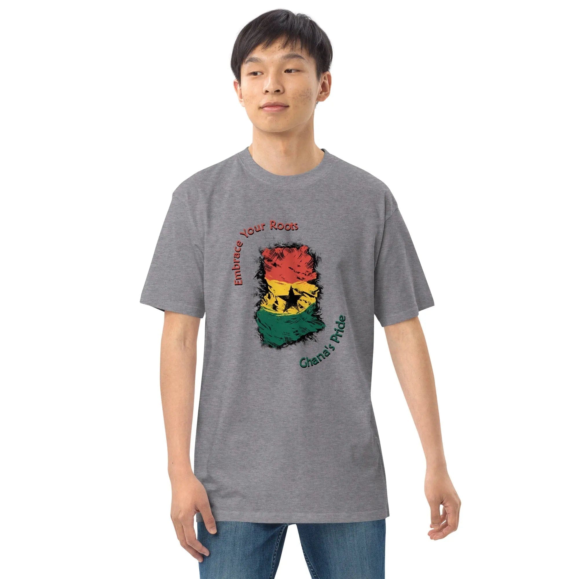 STYLISH3TEES.COM Roots Of Ghana's Pride Men’s premium heavyweight tee