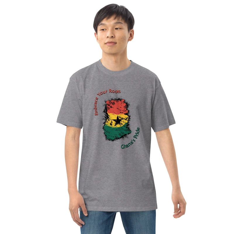 STYLISH3TEES.COM Roots Of Ghana's Pride Men’s premium heavyweight tee