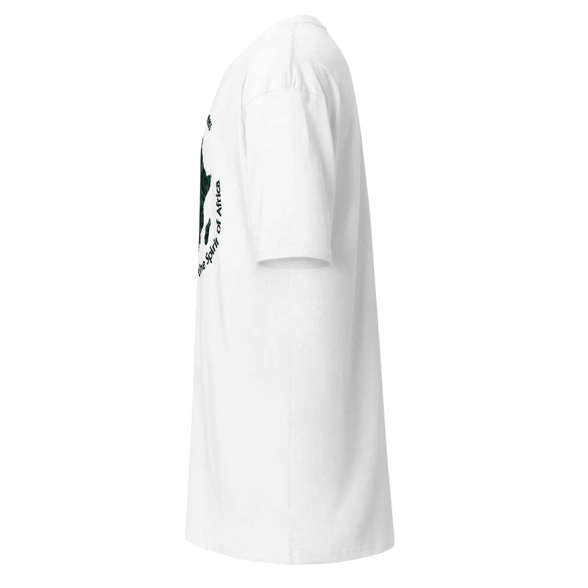 Spirit Of Africa men's premium heavyweight white cotton tee side view