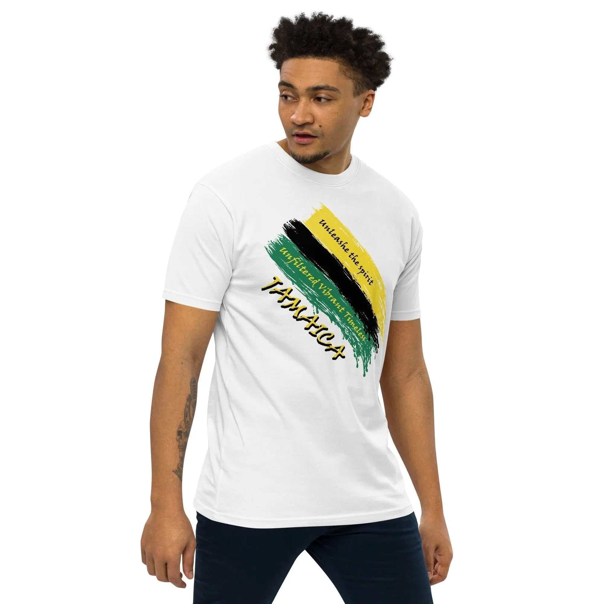 STYLISH3TEES.COM Raw Unfiltered Jamaica Men’s Premium Heavyweight Tee