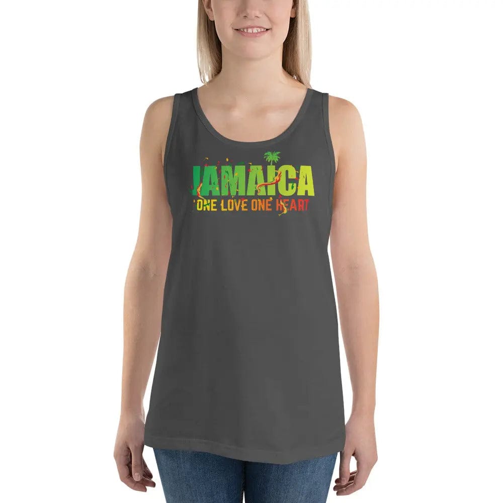 STYLISH3TEES.COM Jamaica One Love One Heart Mens Tank Top