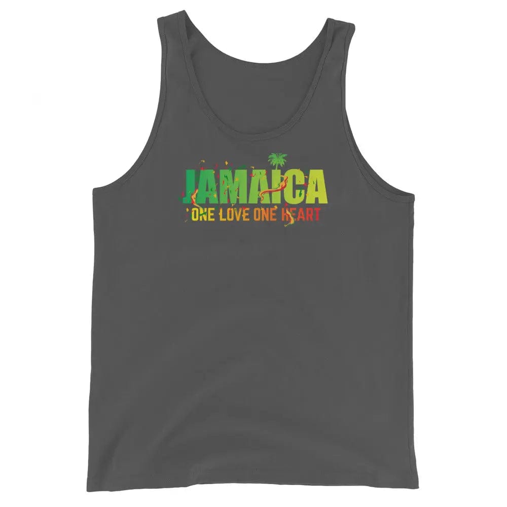 STYLISH3TEES.COM Asphalt / XS Jamaica One Love One Heart Mens Tank Top