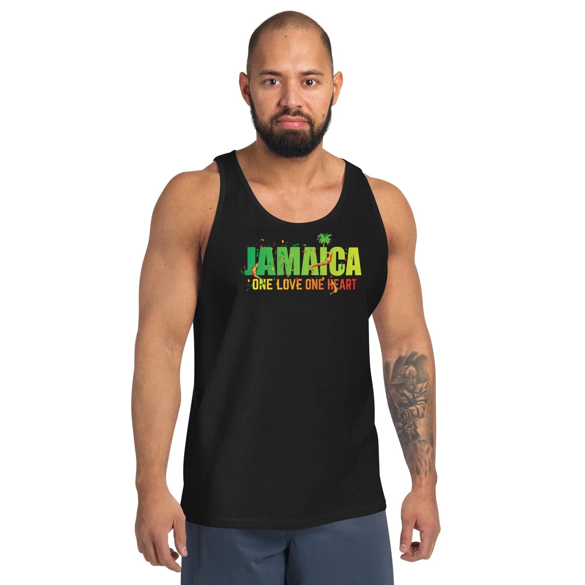 STYLISH3TEES.COM Jamaica One Love One Heart Mens Tank Top