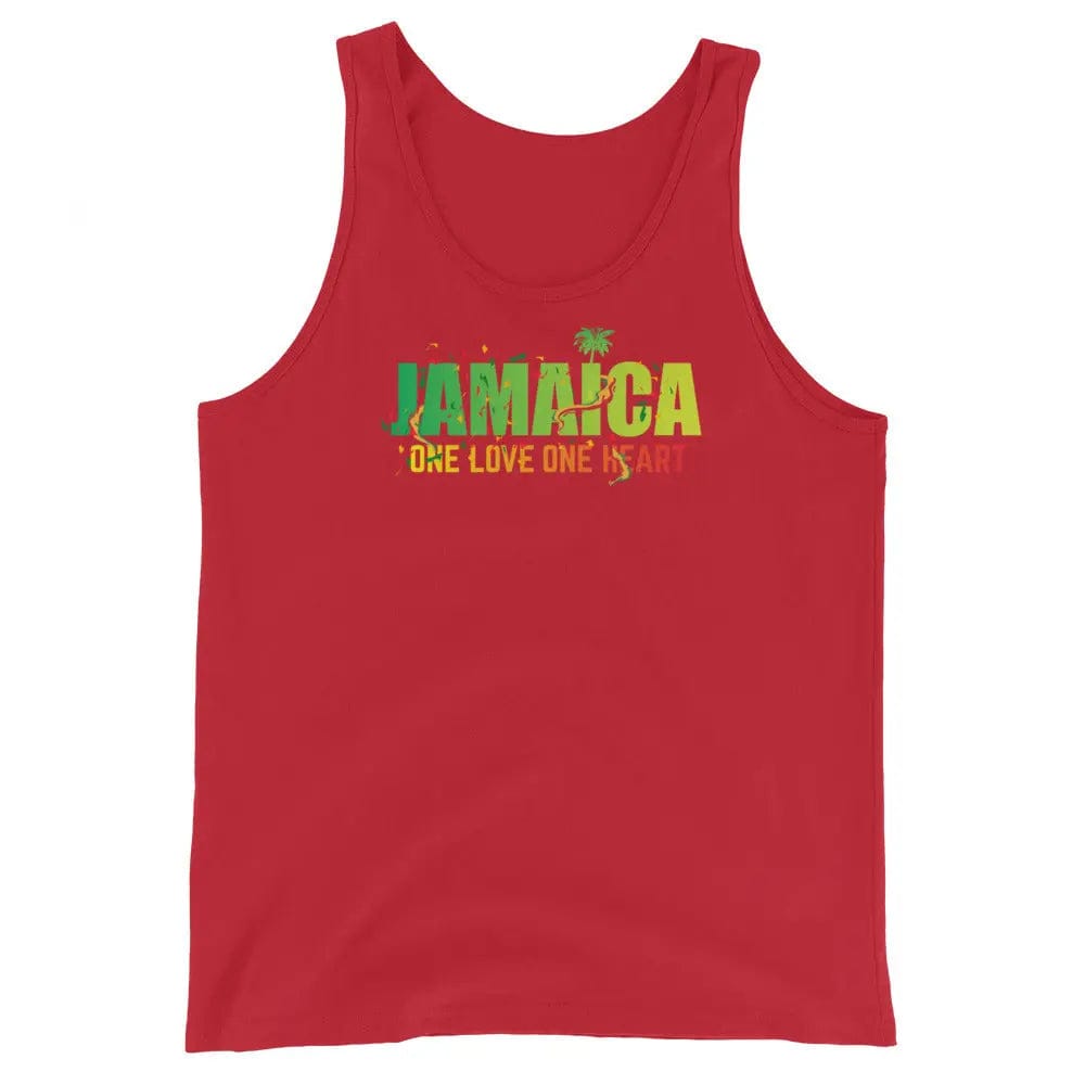STYLISH3TEES.COM Red / S Jamaica One Love One Heart  Mens Tank Top