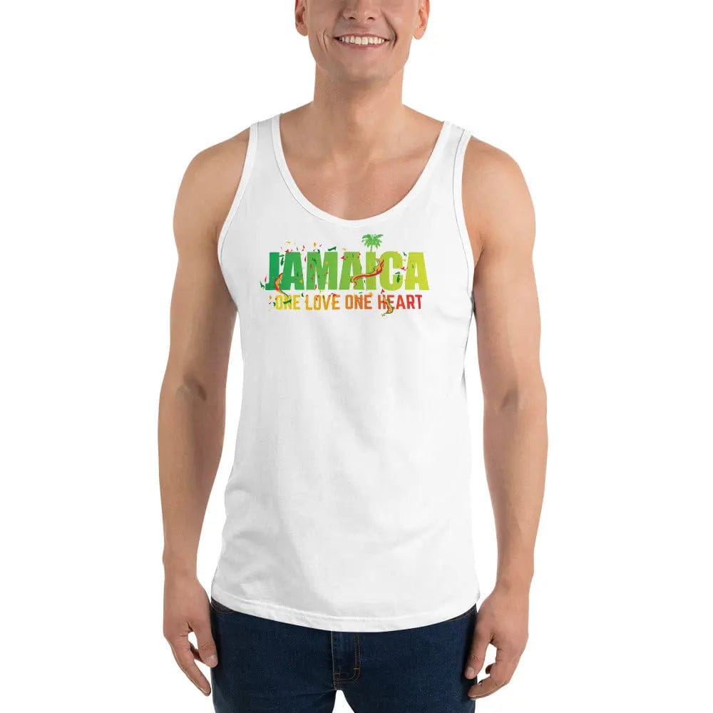 STYLISH3TEES.COM Jamaica One Love One Heart Mens Tank Top