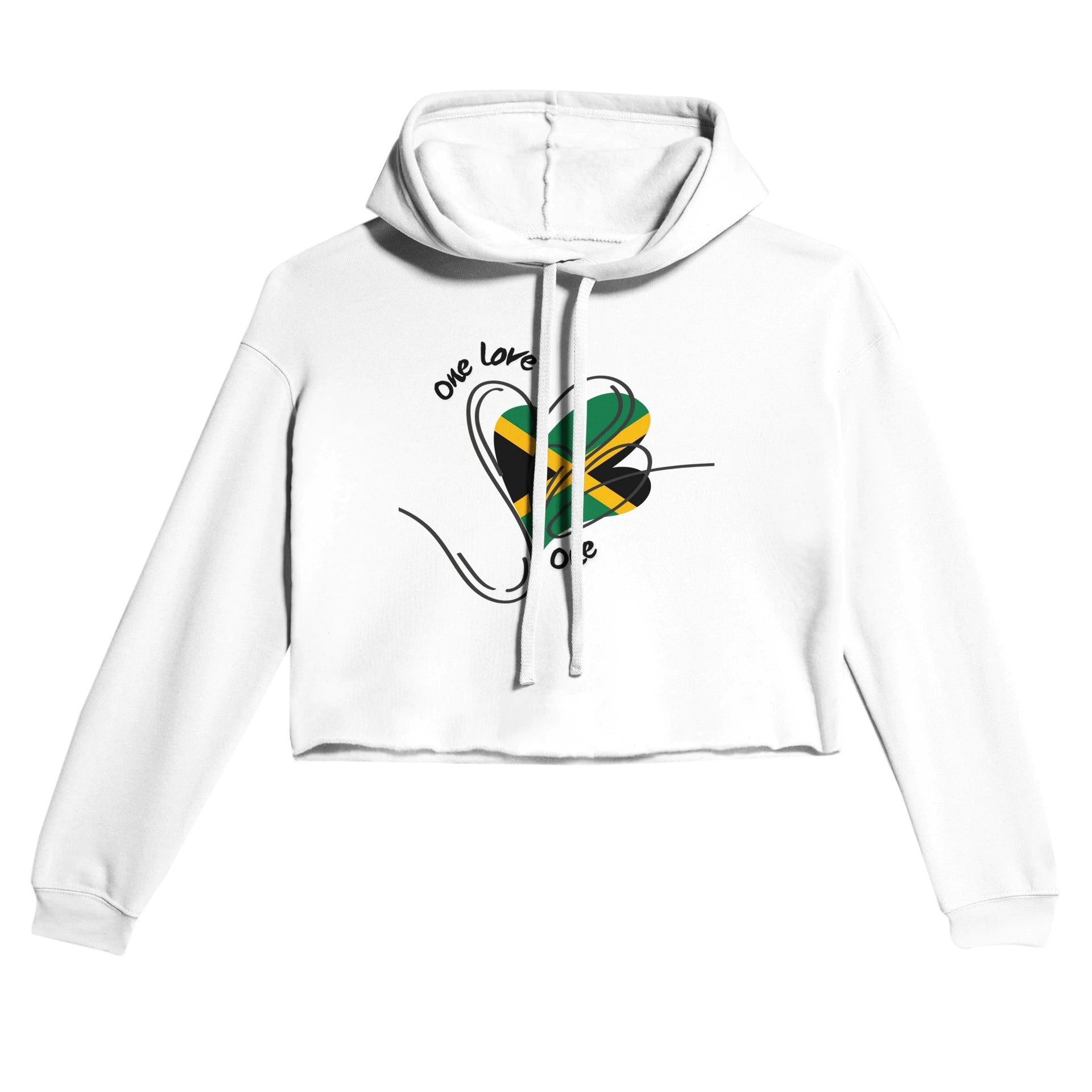My Store Crop Top Hoodie White / S One Love One Heart Jamaica. Women's Cropped Hoodie | Bella + Canvas 7502