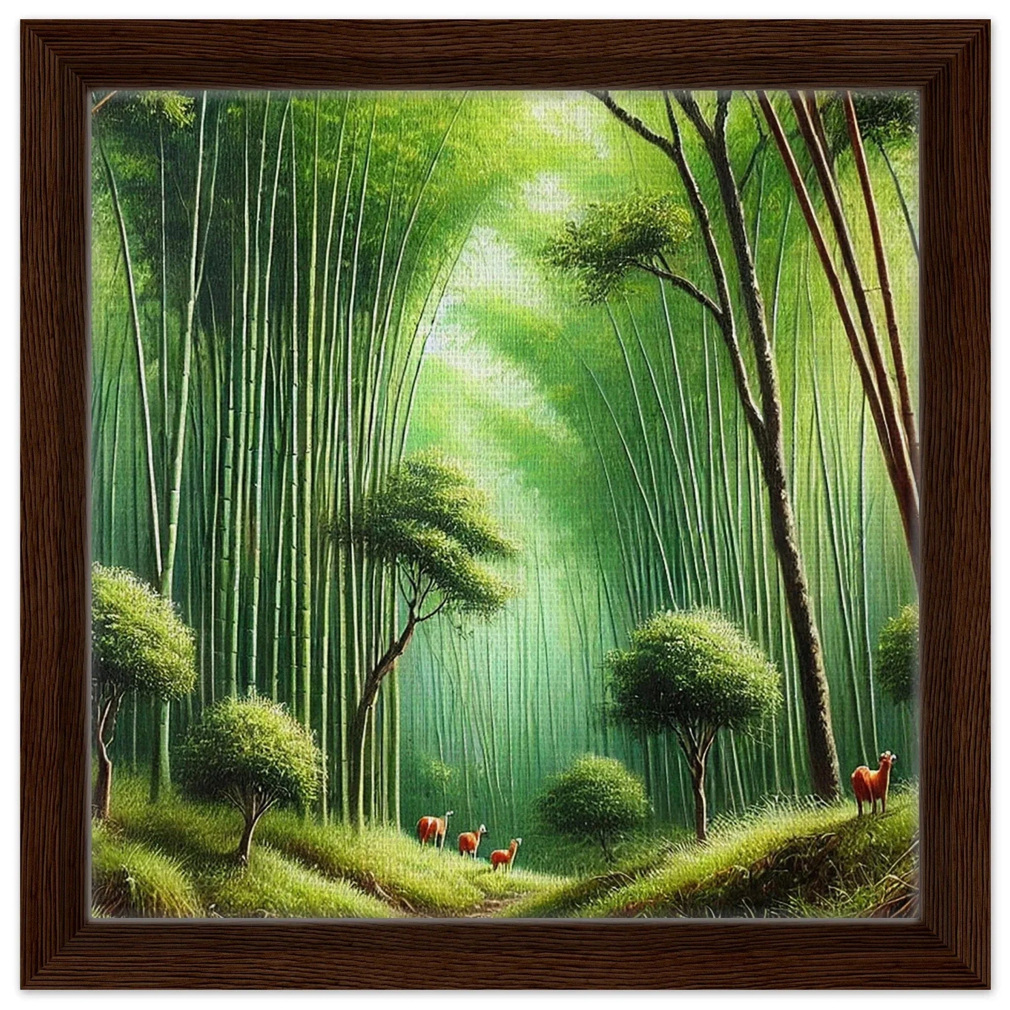 My Store Print Material 30x30 cm / 12x12″ / Dark wood frame Bamboo Forrest Three Framed Canvas