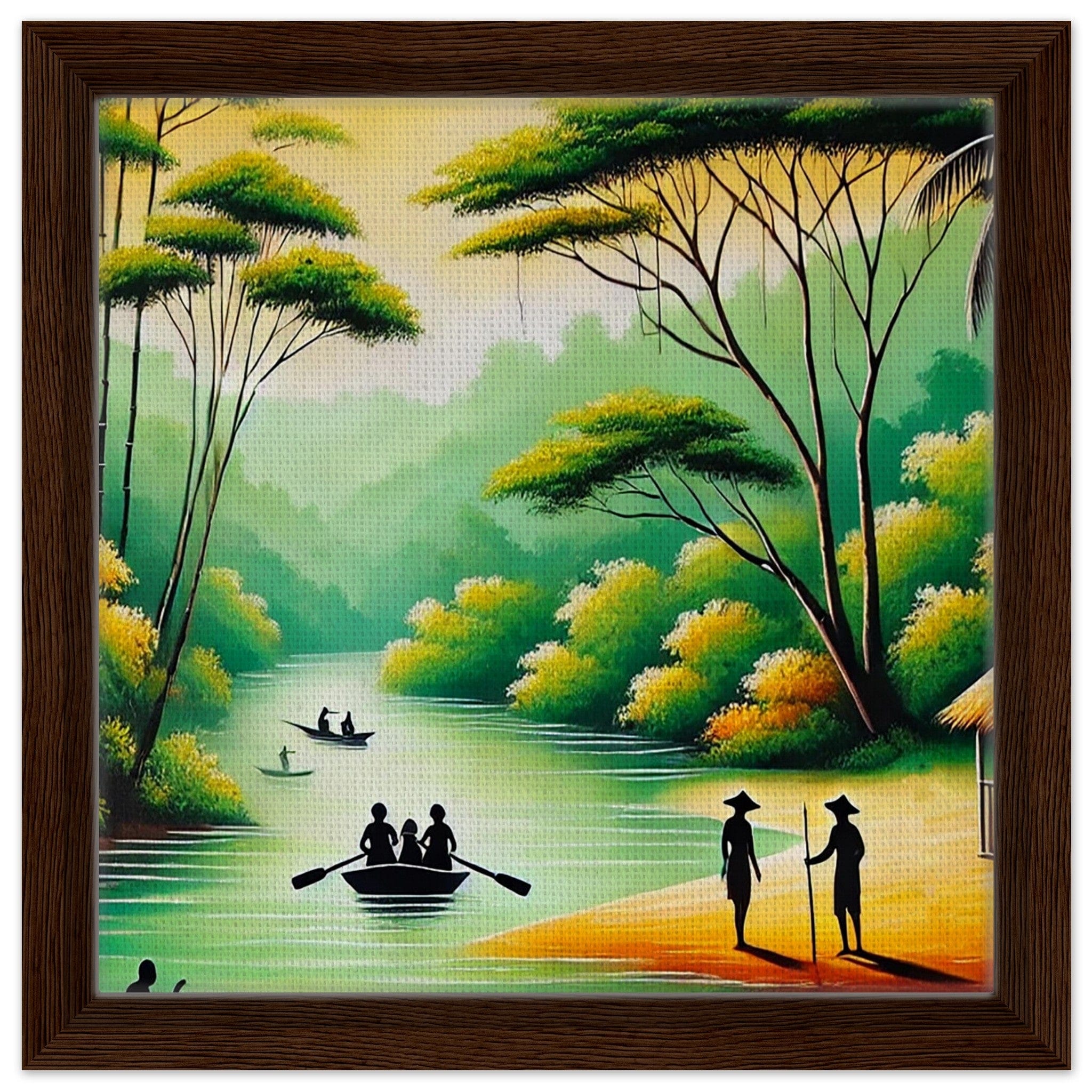 My Store Print Material 30x30 cm / 12x12″ / Dark wood frame Island Boat Ride One Framed Canvas