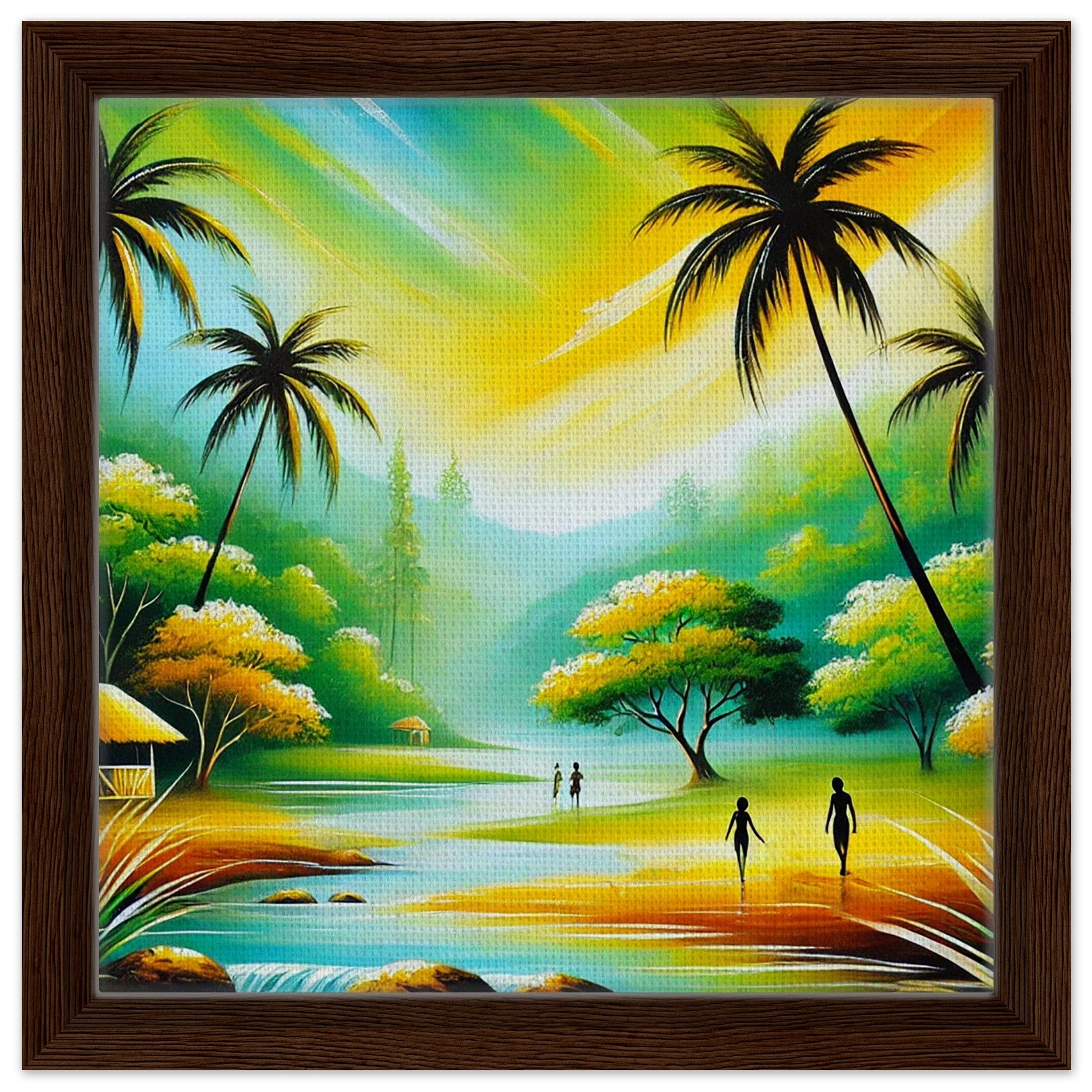 My Store Print Material 30x30 cm / 12x12″ / Dark wood frame Paradise Lakeside One Framed Canvas