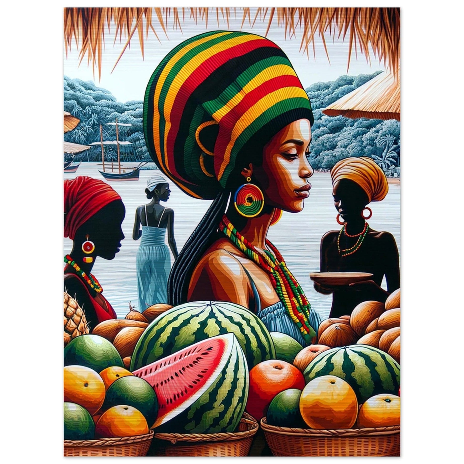 My Store Print Material 45x60 cm / 18x24″ Rasta Lady At The Market Brushed Aluminum Print