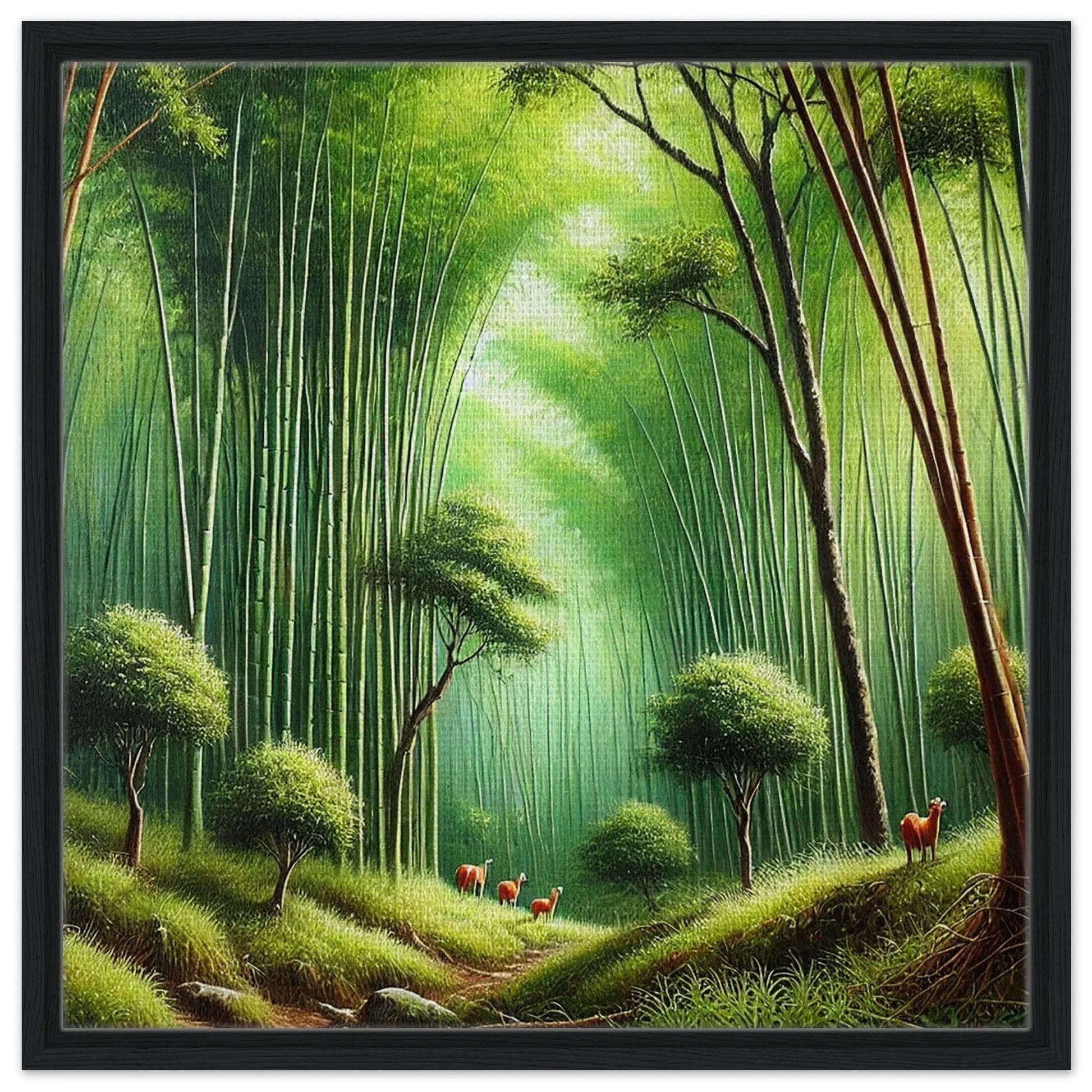 My Store Print Material 60x60 cm / 24x24″ / Black frame Bamboo Forrest Three Framed Canvas
