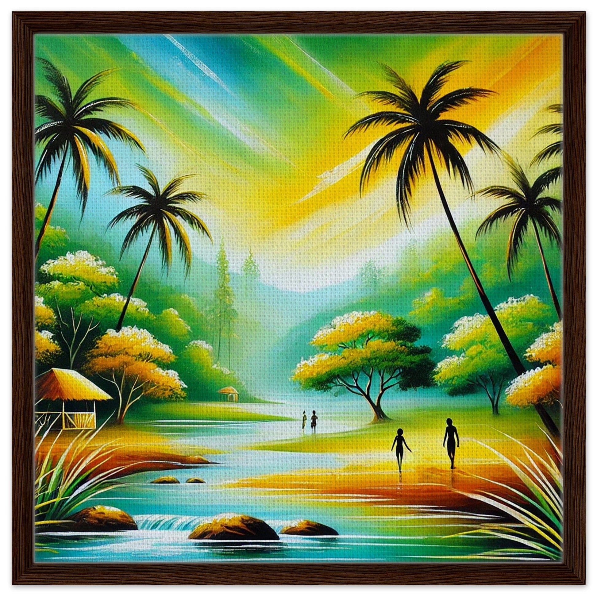 My Store Print Material 60x60 cm / 24x24″ / Dark wood frame Paradise Lakeside One Framed Canvas