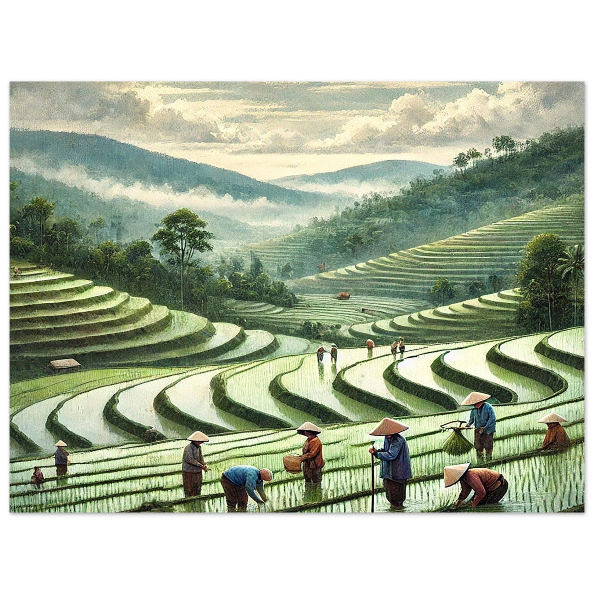 My Store Print Material 60x80 cm / 24x32″ Paddy Rice Farming One Aluminum Print