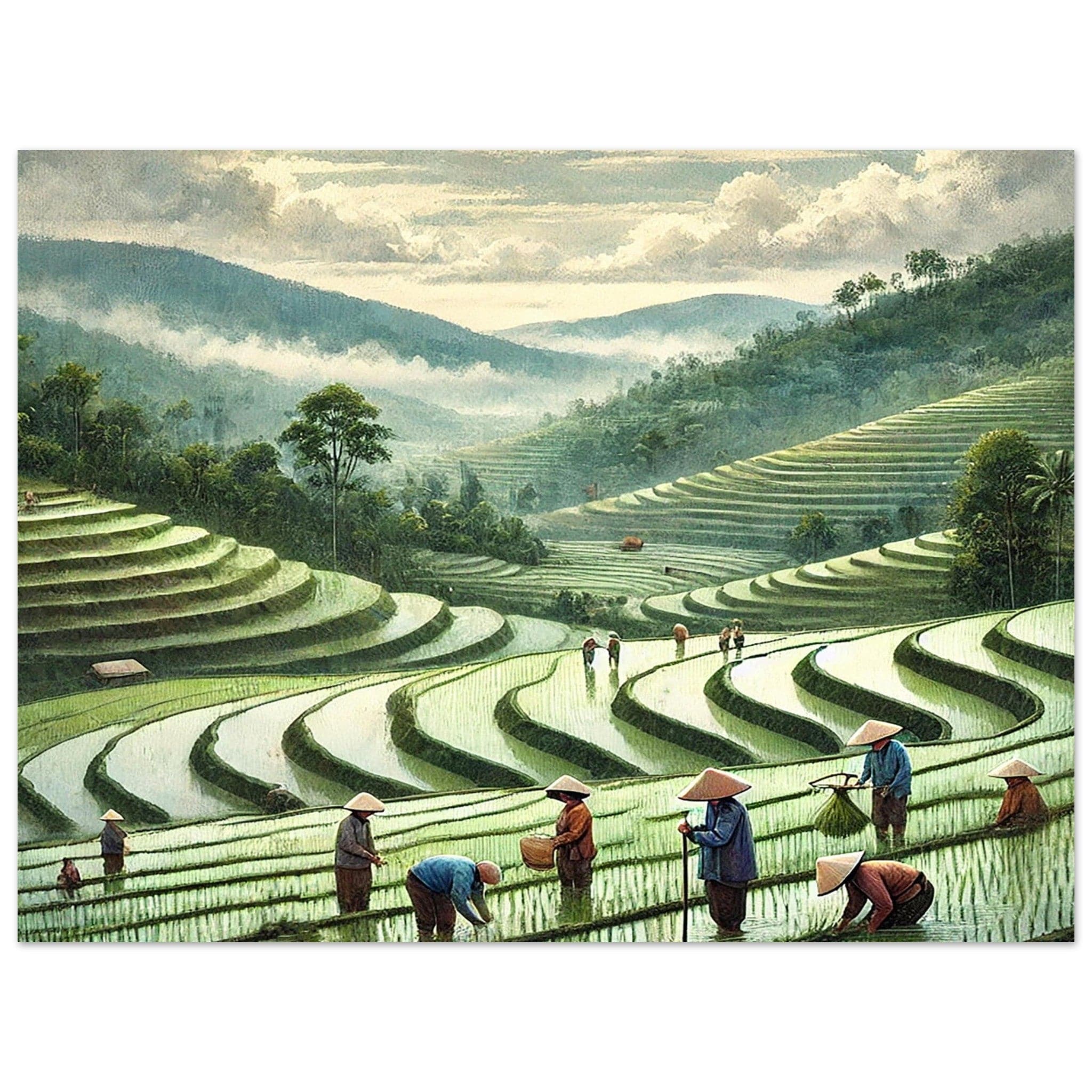 My Store Print Material 60x80 cm / 24x32″ Paddy Rice Farming One Aluminum Print