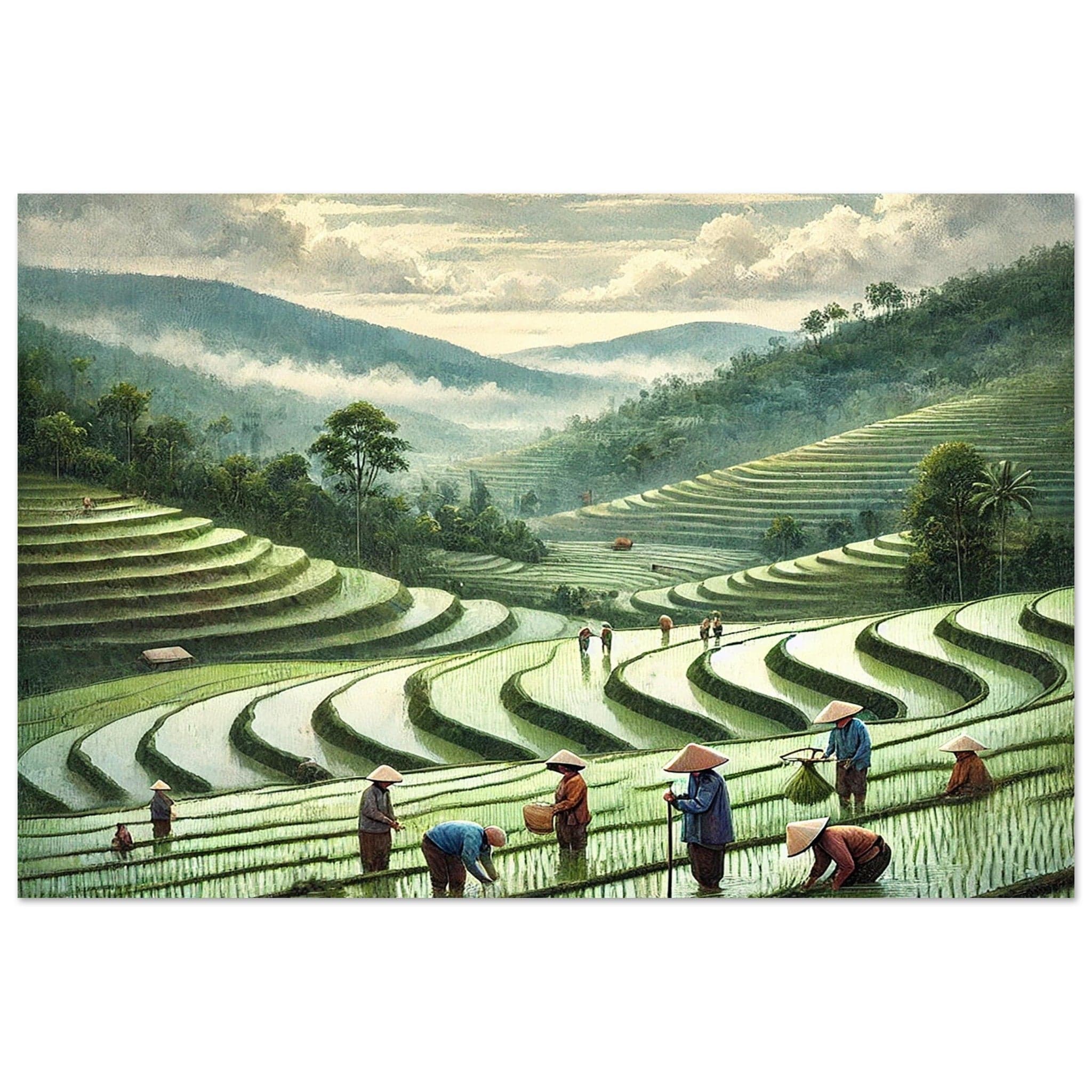 My Store Print Material 60x90 cm / 24x36″ Paddy Rice Farming One Aluminum Print