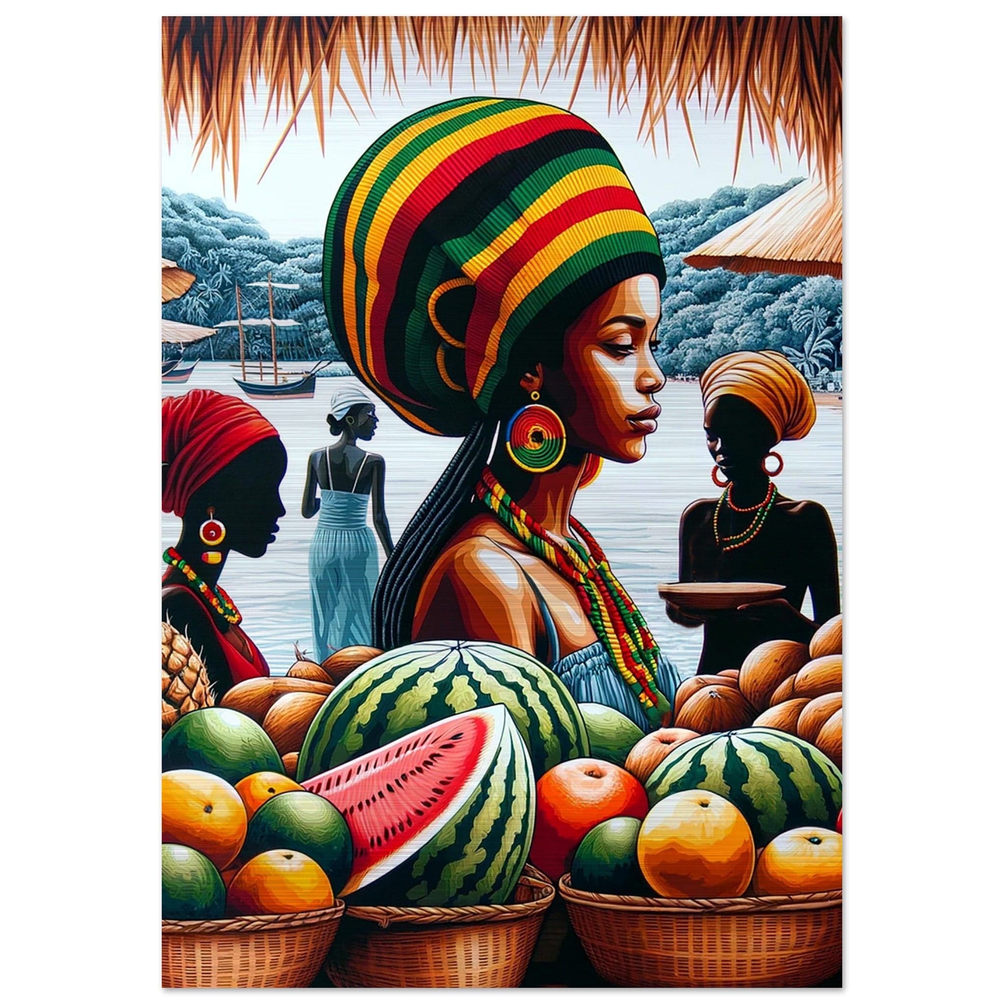 My Store Print Material 70x100 cm / 28x40″ Rasta Lady At The Market Brushed Aluminum Print