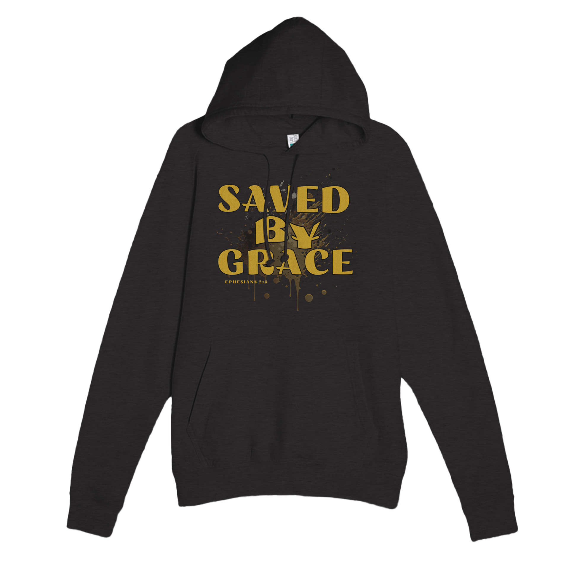 My Store Print Material Heather Charcoal / XS Saved By Grace. Premium Unisex Pullover Hoodie | Laneseven LS13001