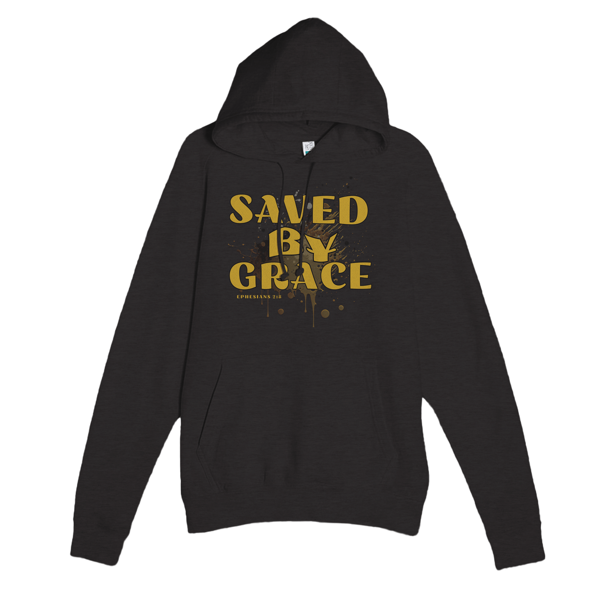 My Store Print Material Heather Charcoal / XS Saved By Grace. Premium Unisex Pullover Hoodie | Laneseven LS13001