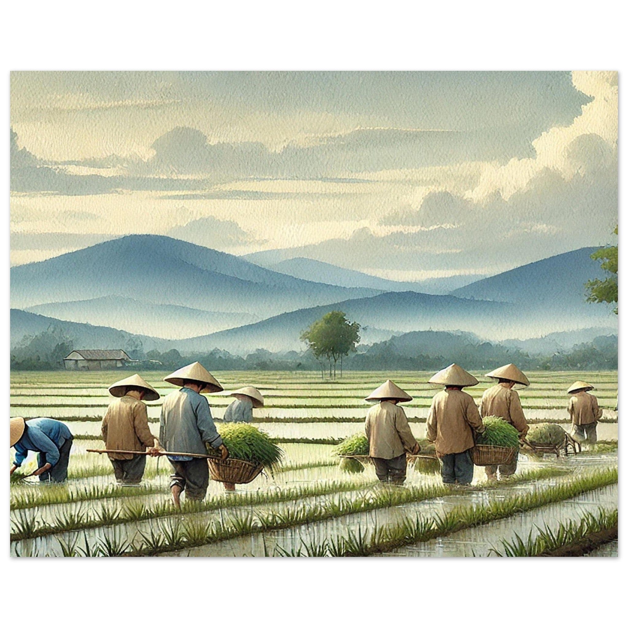 My Store Print Material Horizontal / 40x50 cm / 16x20″ Paddy Rice Farming Two Aluminum Print