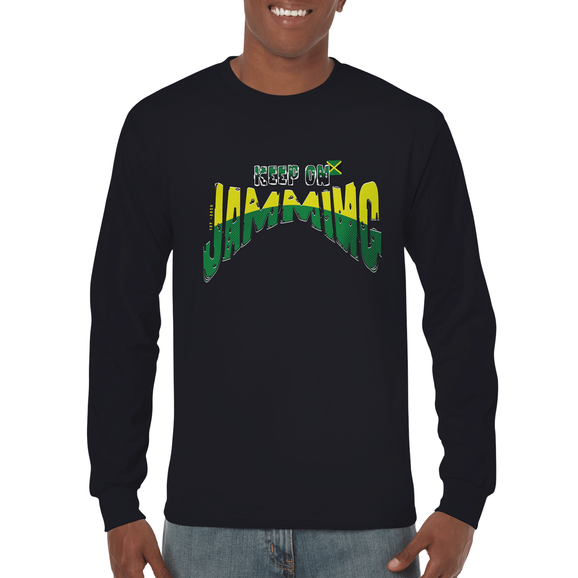My Store Print Material Keep On Jamming Jamaica Urban Wear Premium Unisex Long sleeve T-shirt