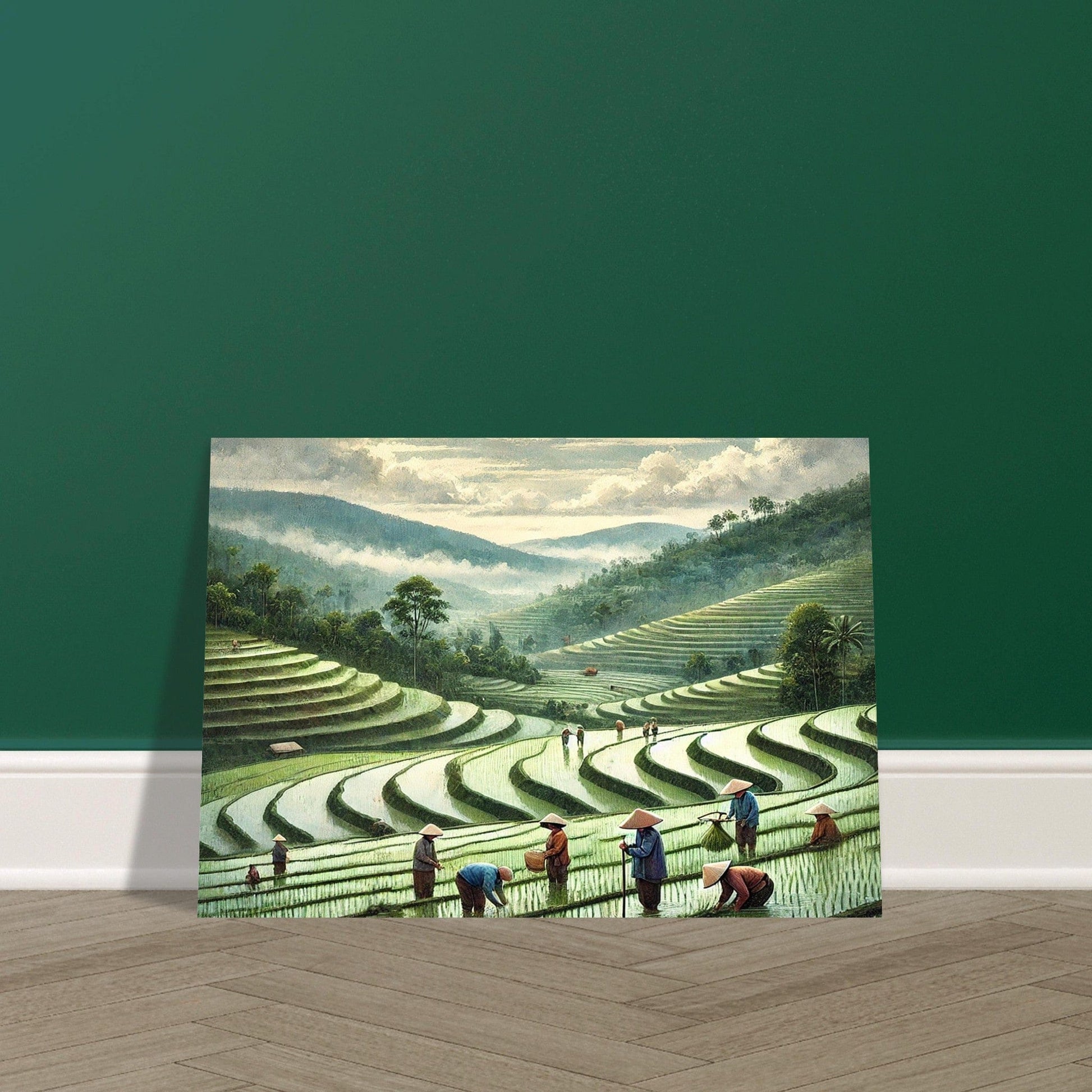 My Store Print Material Paddy Rice Farming One Aluminum Print