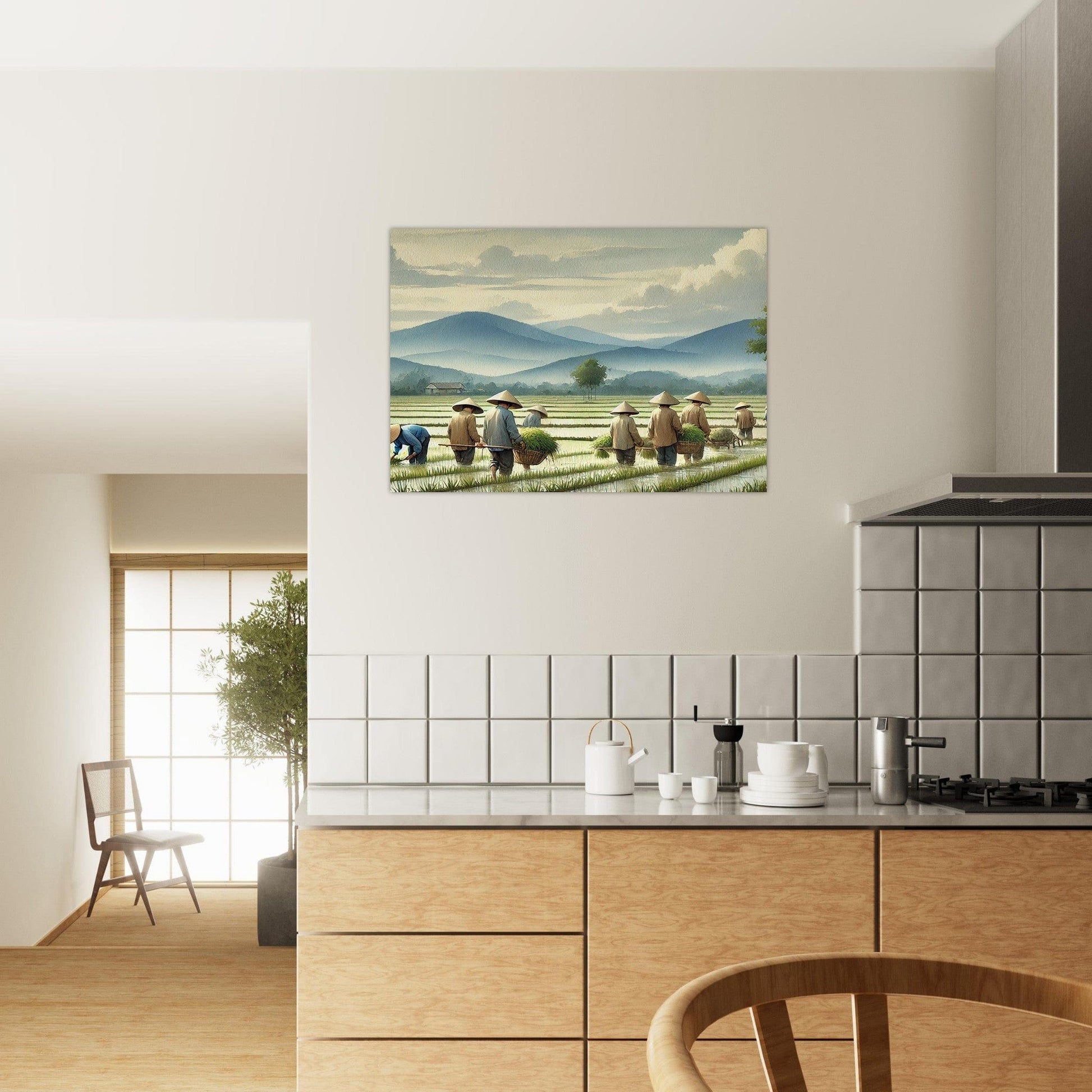 My Store Print Material Paddy Rice Farming Two Aluminum Print