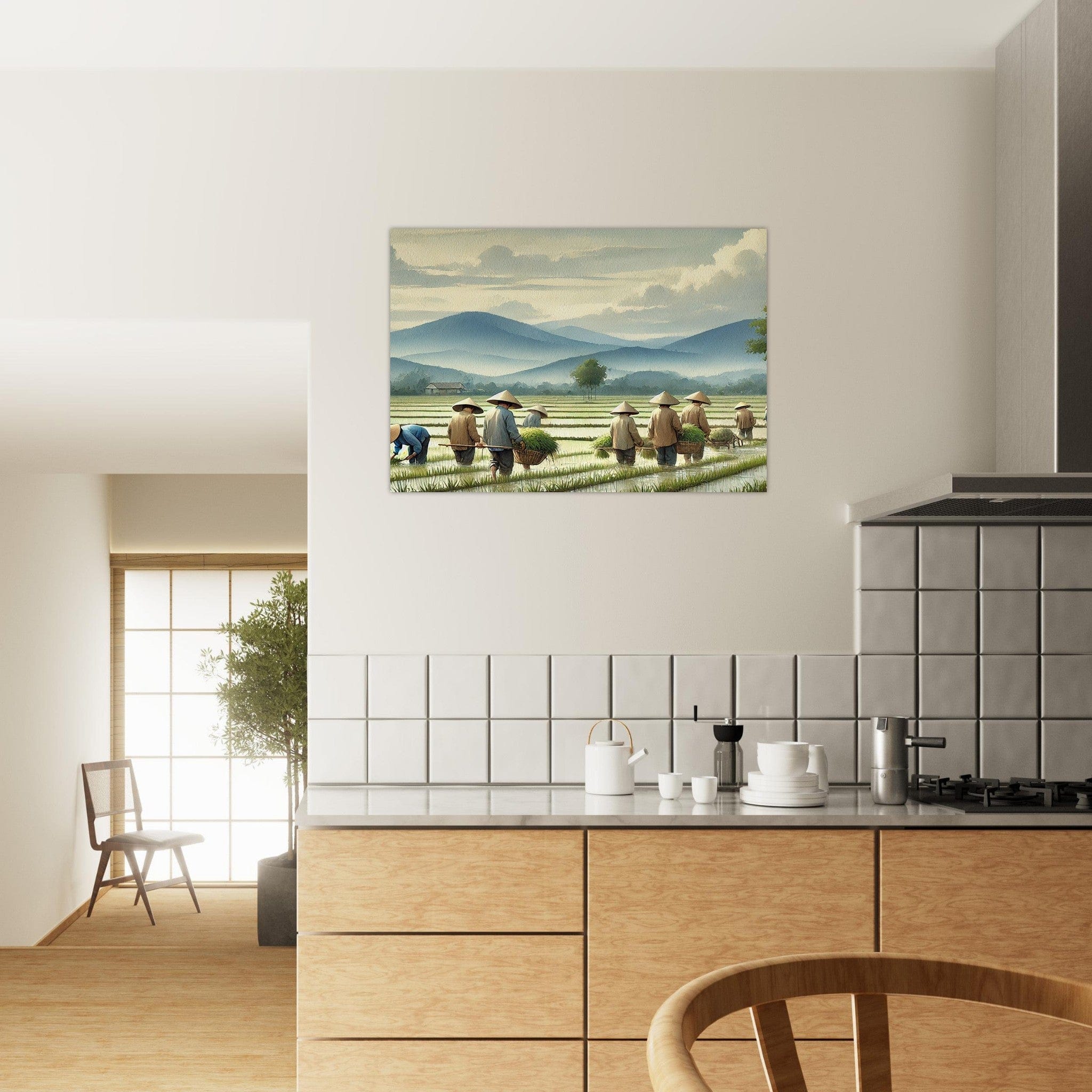 My Store Print Material Paddy Rice Farming Two Aluminum Print