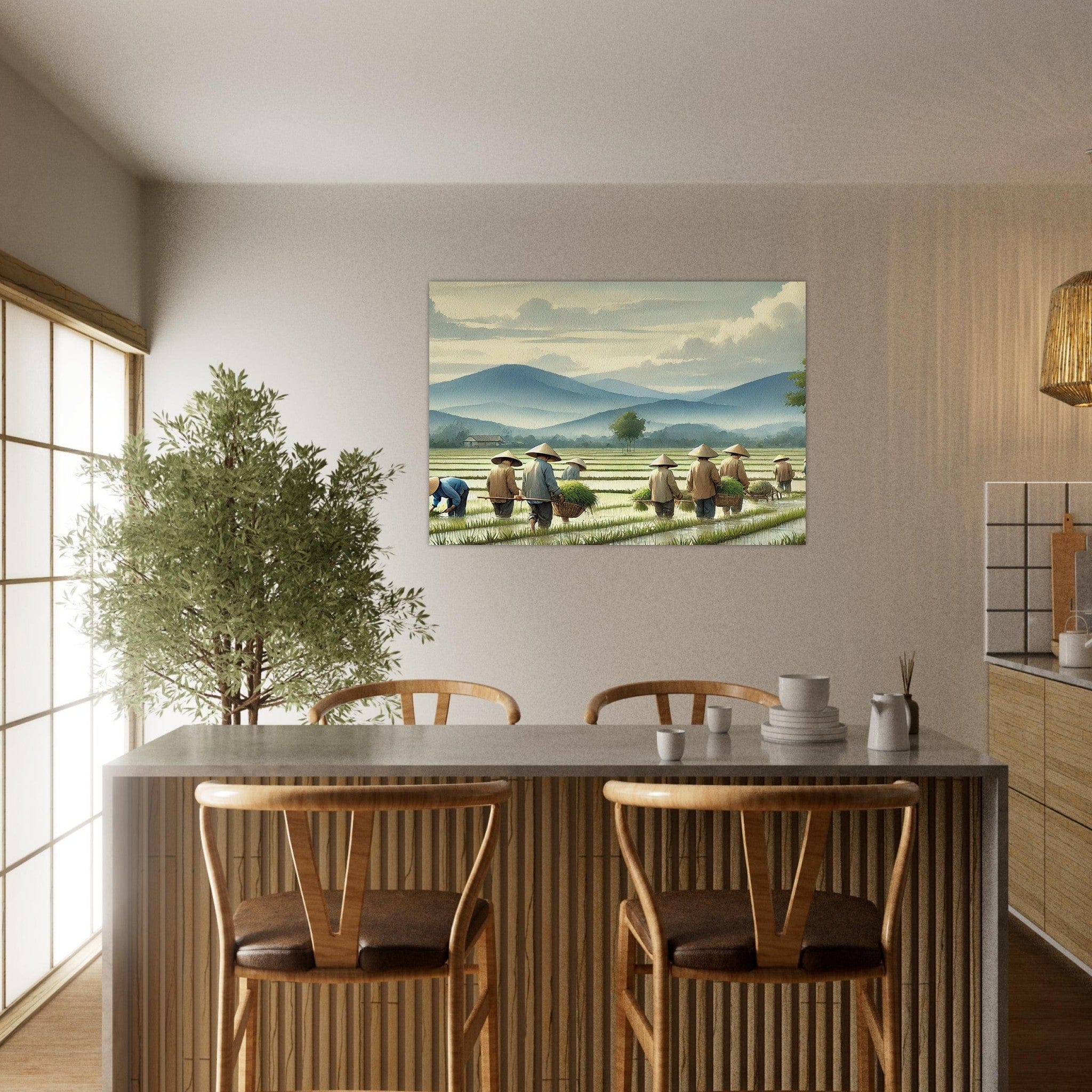 My Store Print Material Paddy Rice Farming Two Aluminum Print