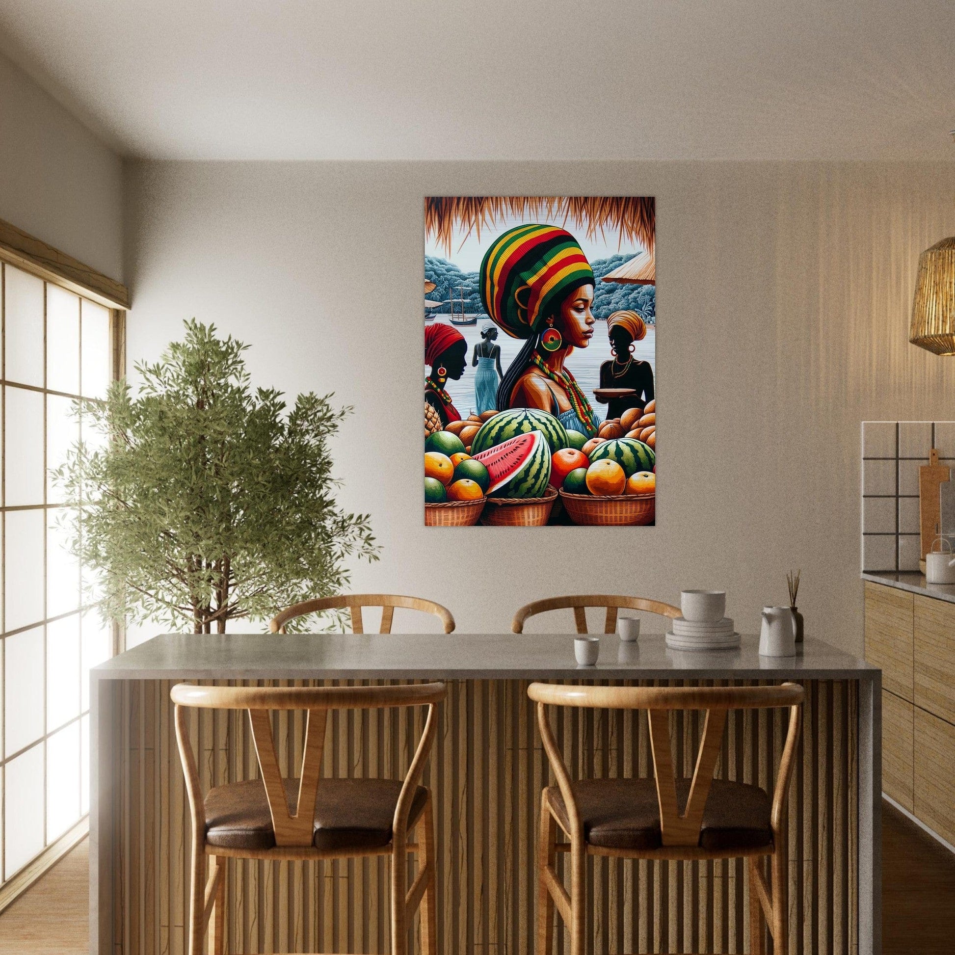 My Store Print Material Rasta Lady At The Market Brushed Aluminum Print