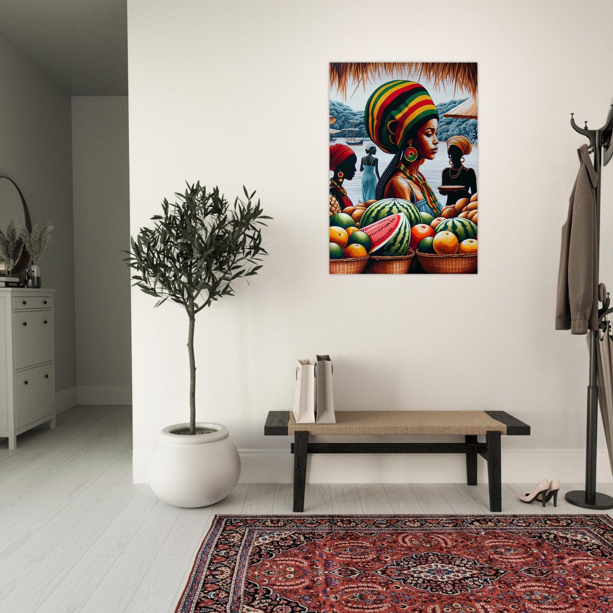 My Store Print Material Rasta Lady At The Market Brushed Aluminum Print