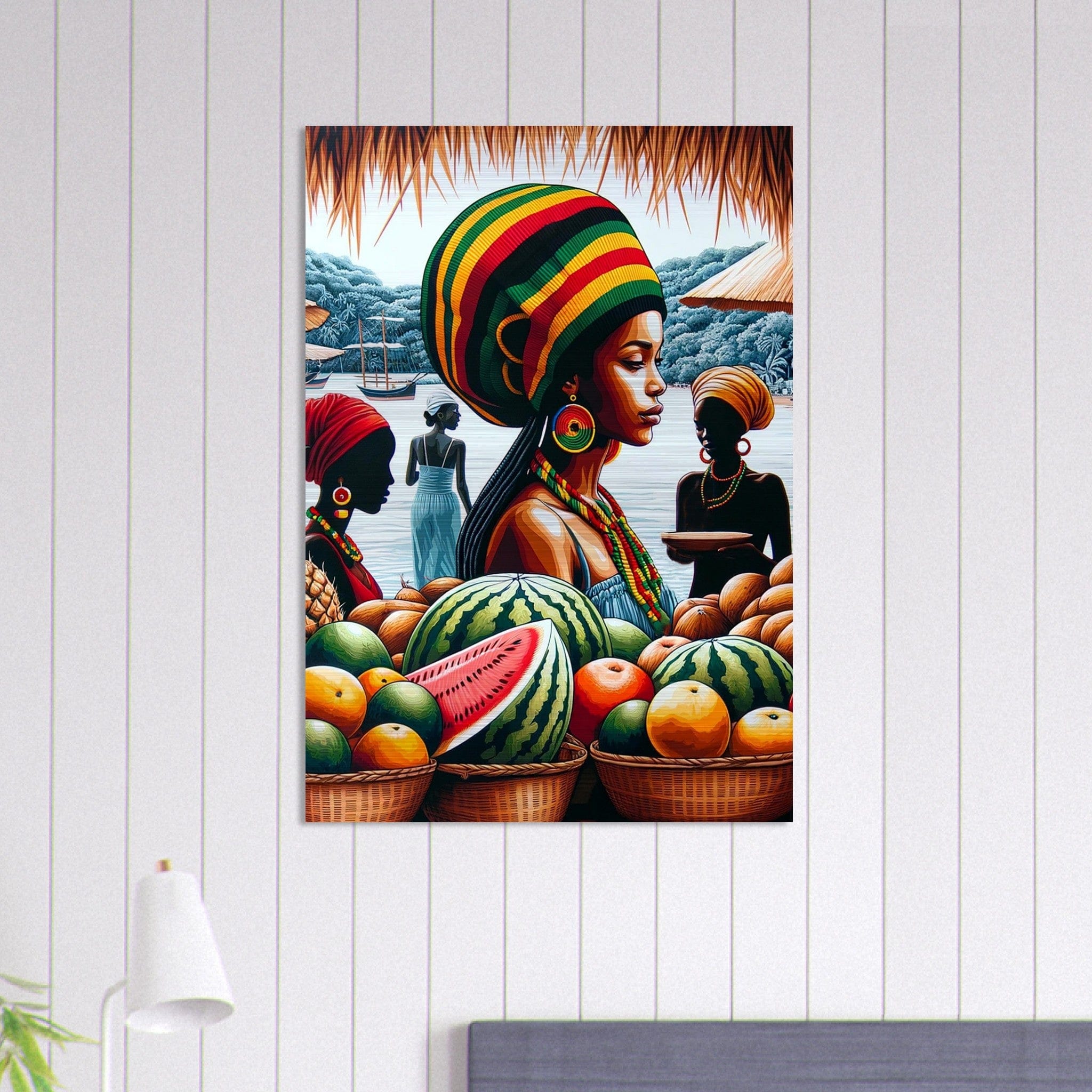 My Store Print Material Rasta Lady At The Market Brushed Aluminum Print