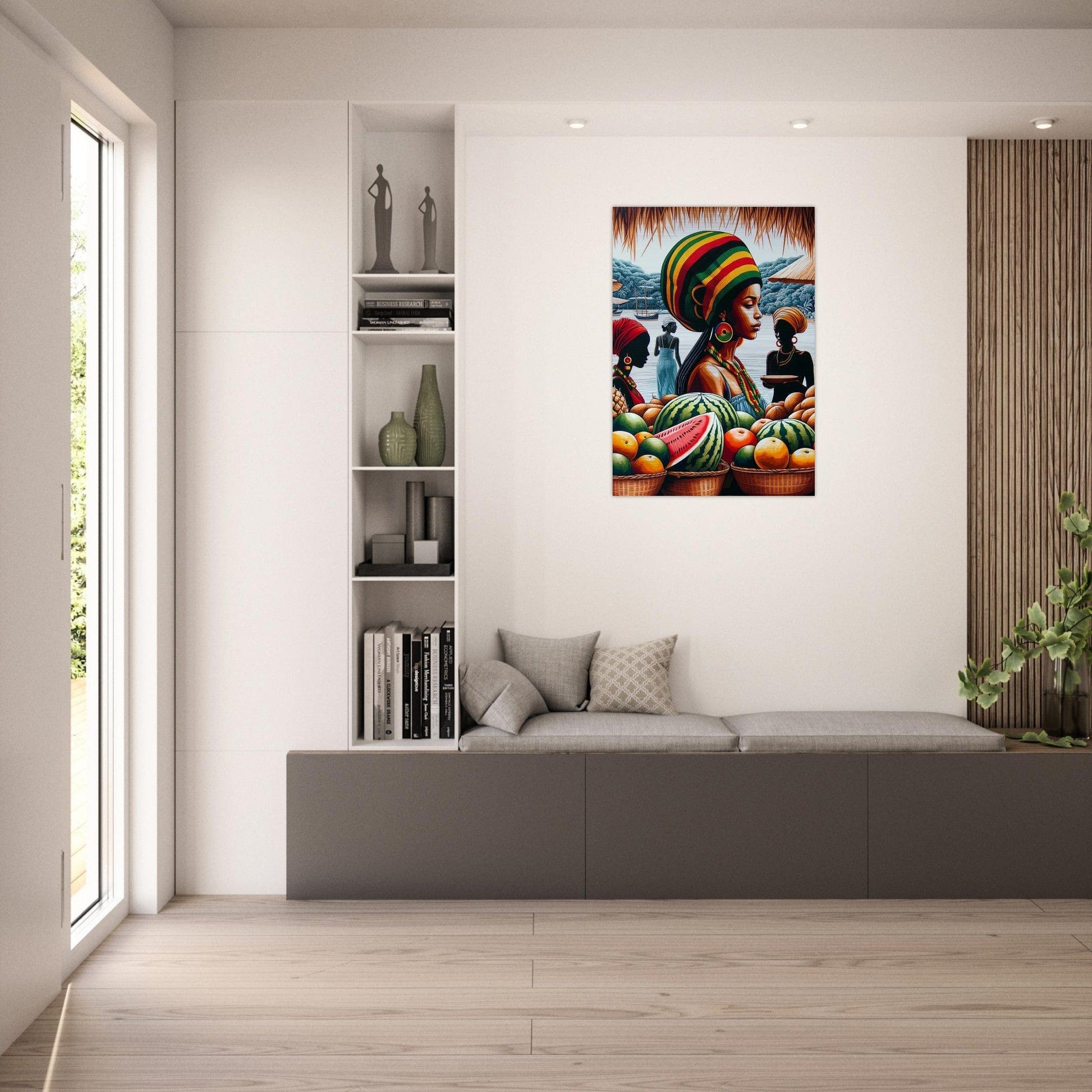 My Store Print Material Rasta Lady At The Market Brushed Aluminum Print
