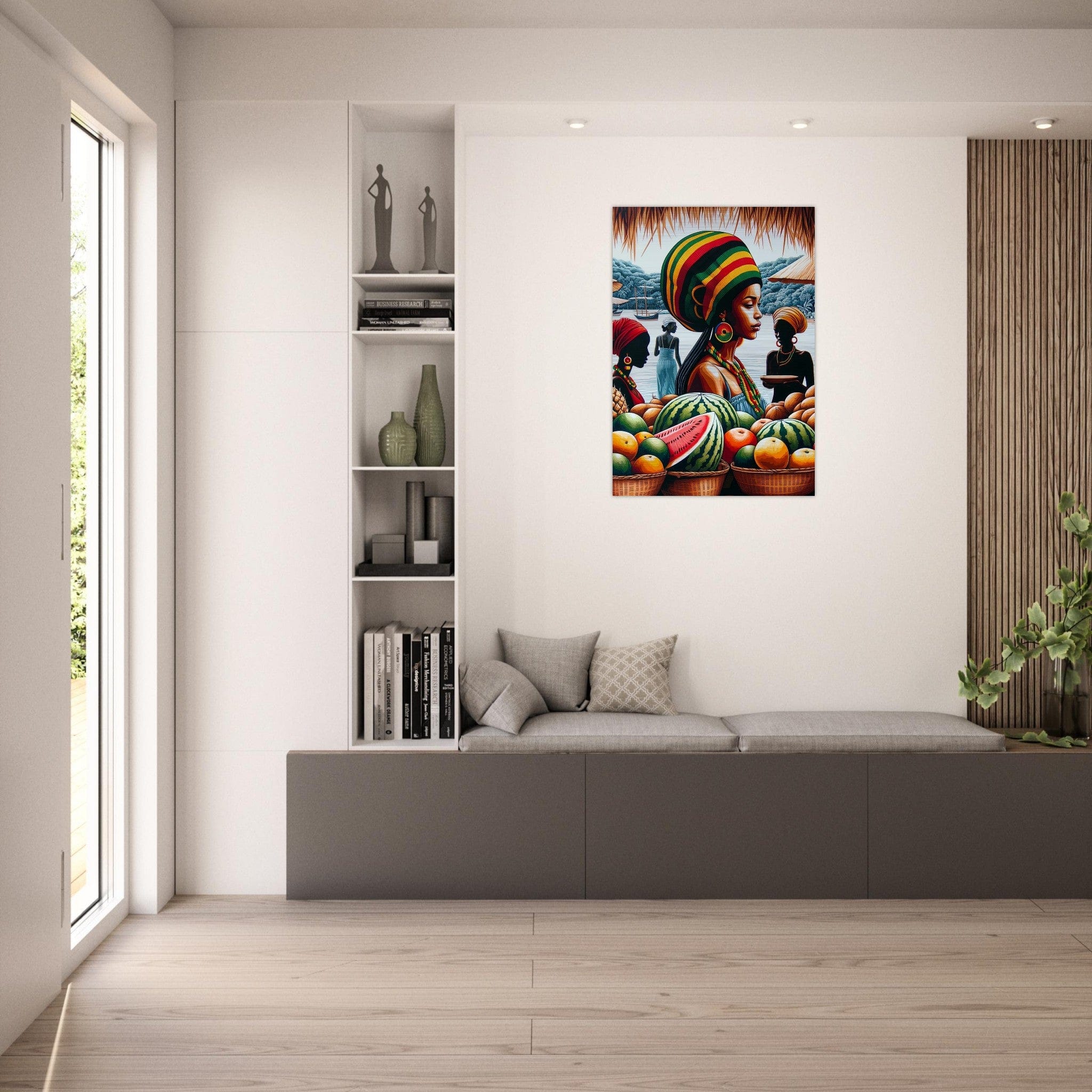 My Store Print Material Rasta Lady At The Market Brushed Aluminum Print