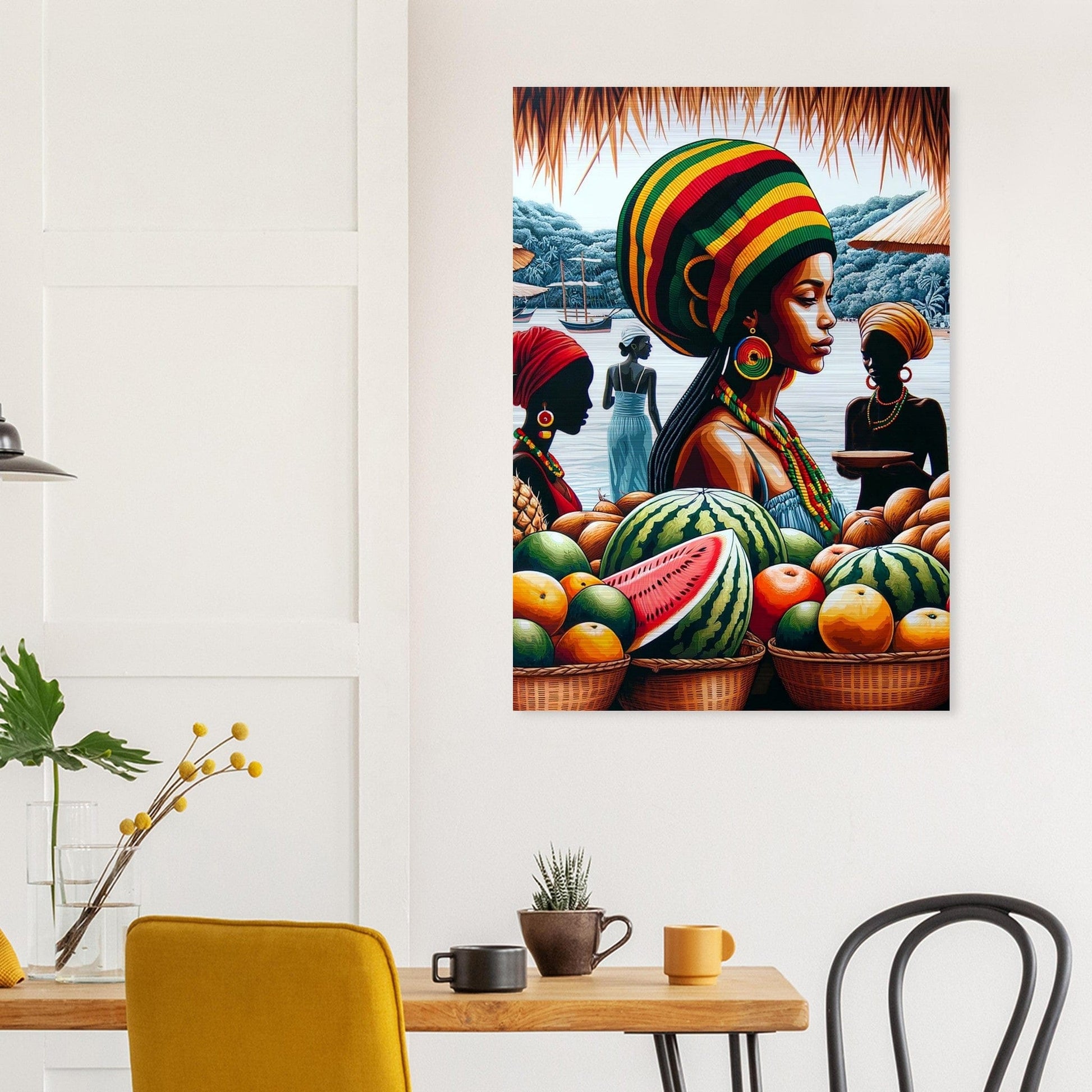 My Store Print Material Rasta Lady At The Market Brushed Aluminum Print