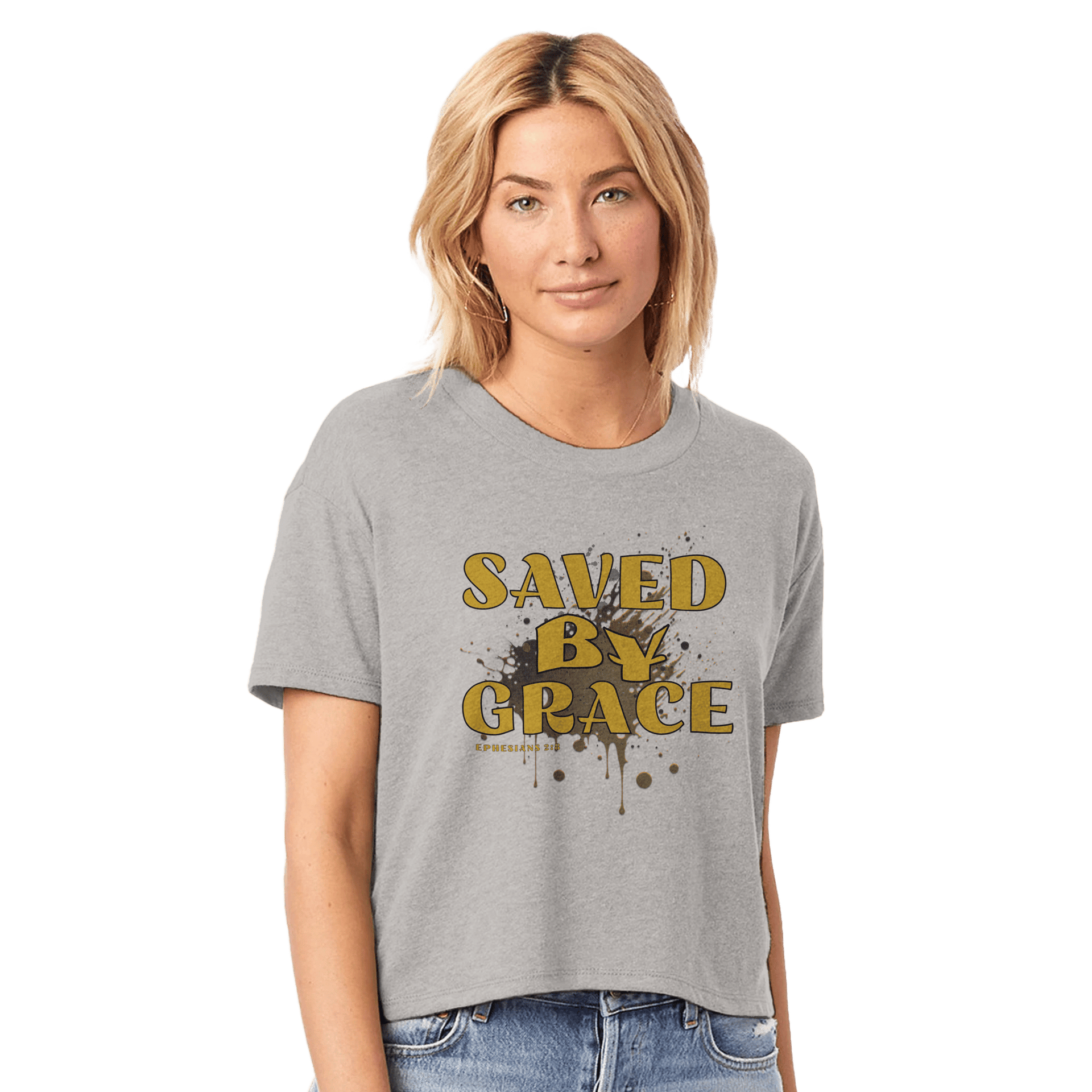 My Store Print Material smoke grey / XS Save By Grace. Women's Headliner Cropped Crewneck T-Shirt | Alternative 5114BP
