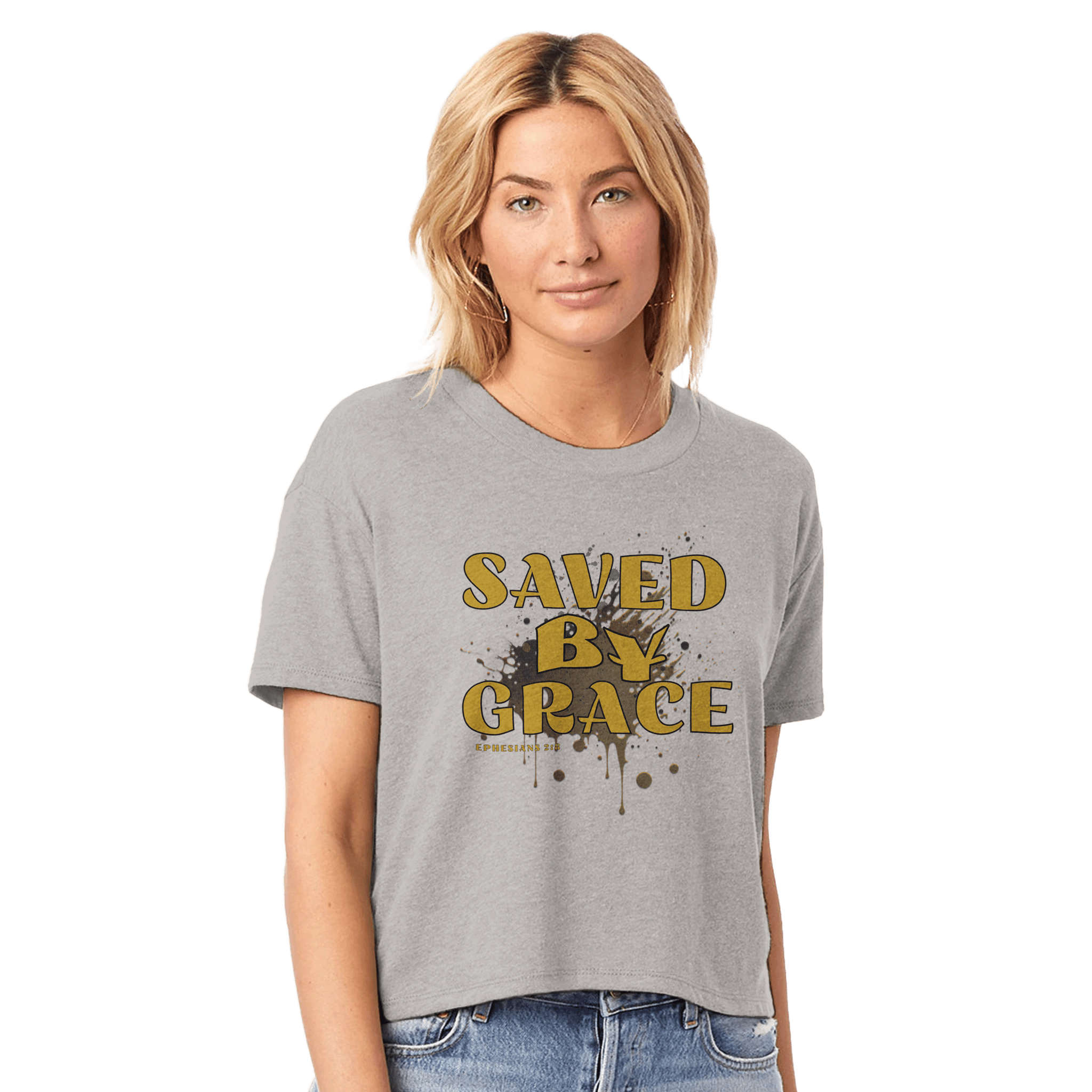 My Store Print Material smoke grey / XS Save By Grace. Women's Headliner Cropped Crewneck T-Shirt | Alternative 5114BP
