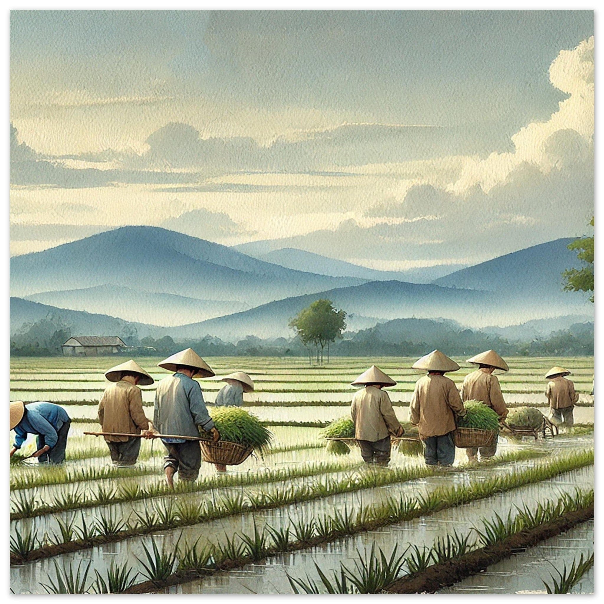 My Store Print Material Vertical / 60x60 cm / 24x24″ Paddy Rice Farming Two Aluminum Print