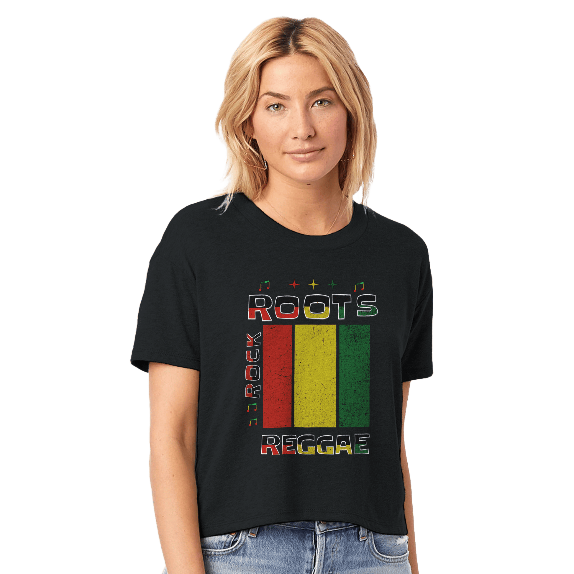 My Store T-Shirts Black / XS Roots Rock Reggae Women's Headliner Cropped Crewneck T-Shirt | Alternative 5114BP