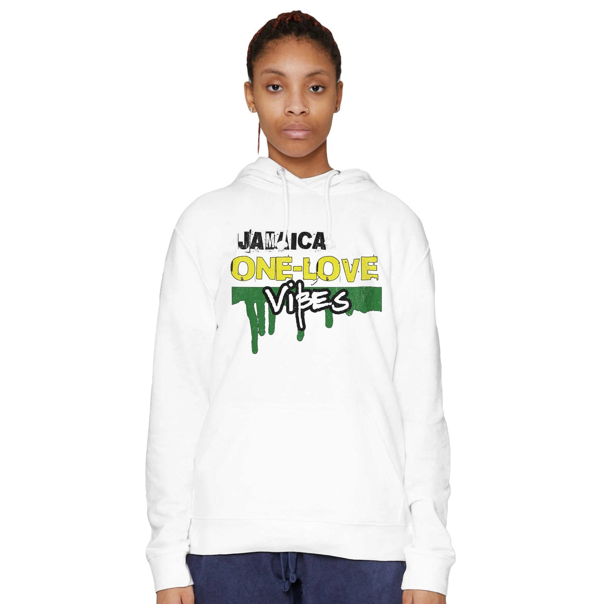 My Store T-Shirts Jamaica One Love Vibes Premium Unisex Pullover Hoodie | Laneseven LS13001 White