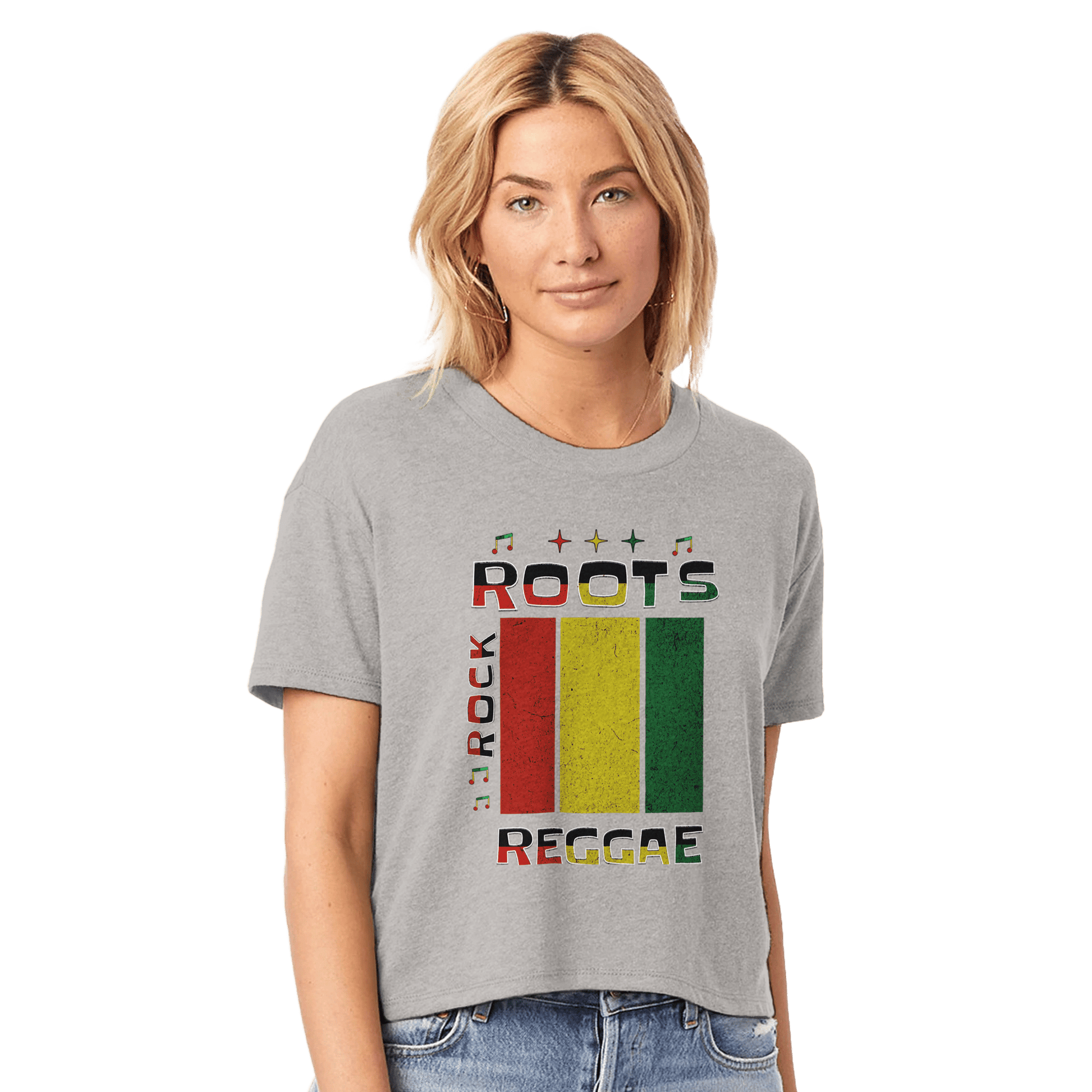 My Store T-Shirts smoke grey / XS Roots Rock Reggae Women's Headliner Cropped Crewneck T-Shirt | Alternative 5114BP
