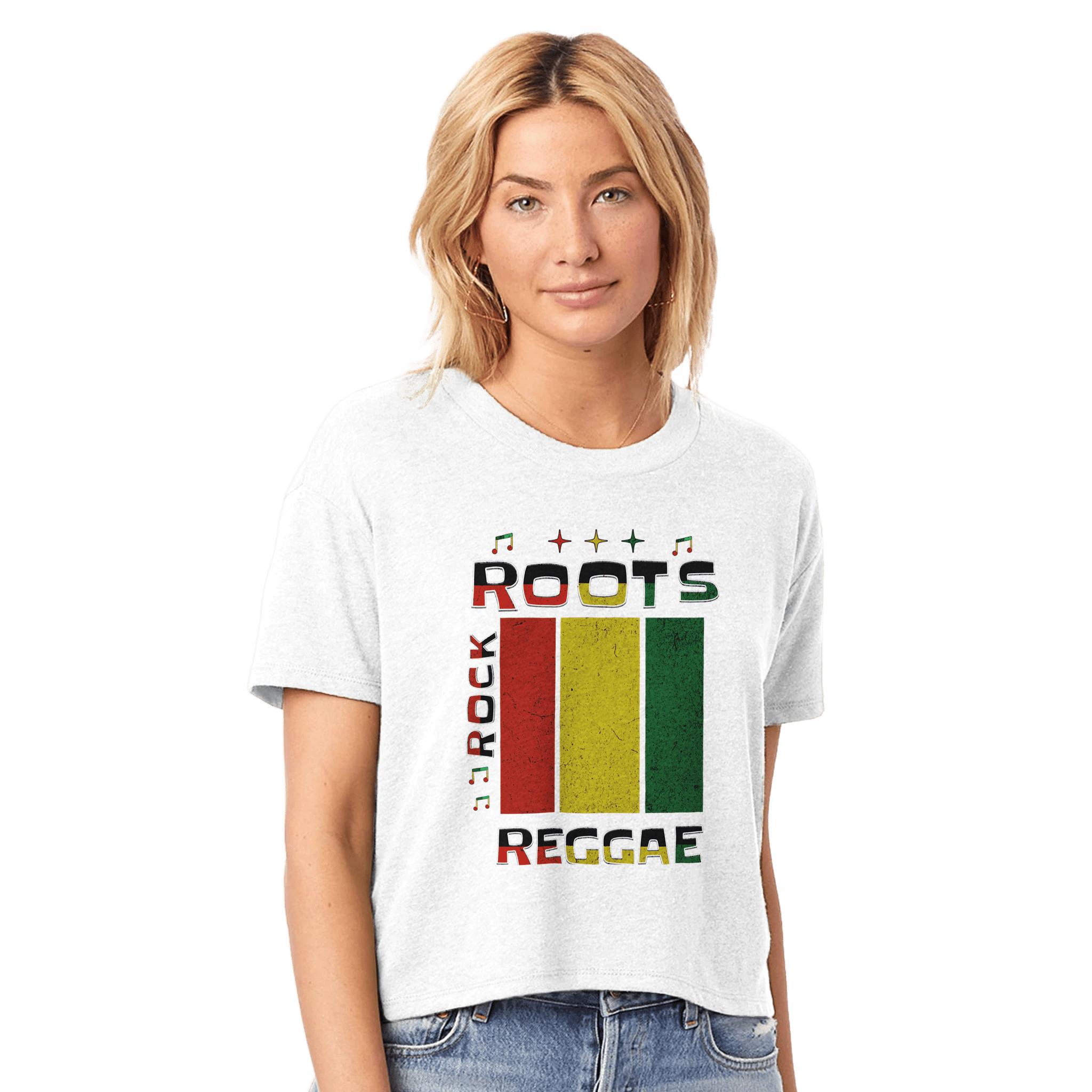 My Store T-Shirts White / XS Roots Rock Reggae Women's Headliner Cropped Crewneck T-Shirt | Alternative 5114BP