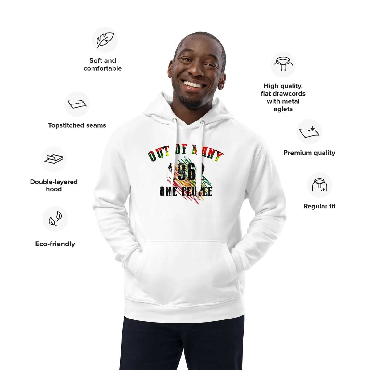 STYLISH3TEES.COM Out Of Many One People Premium eco hoodie
