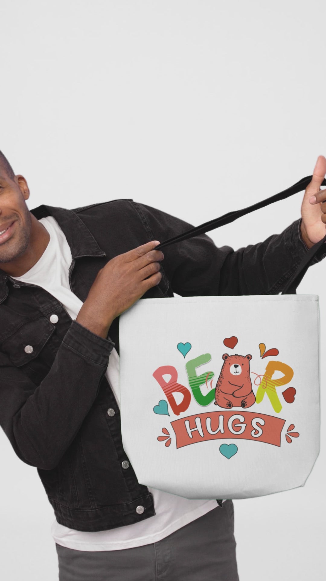 Bear Hugs Canvas Tote with Contrast-Color Handles-2