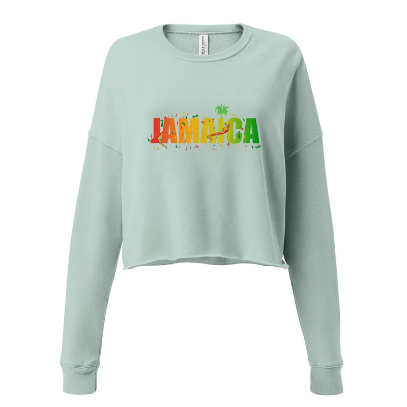Printful Dusty Blue / S Jamaica Out Of Many One People Crop Sweatshirt