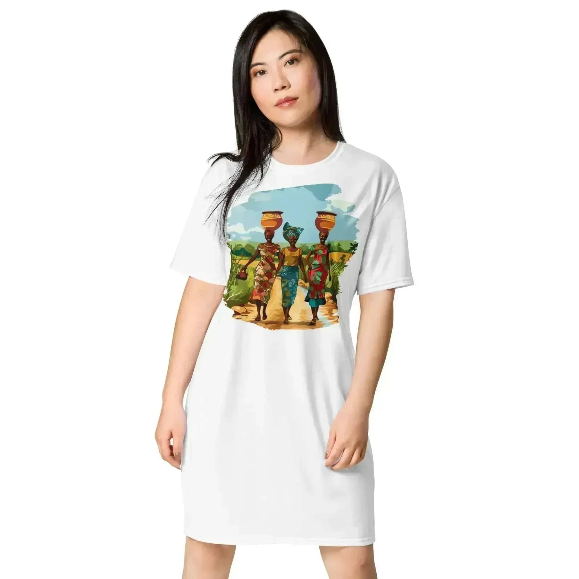 Stylish3Tees.com Africa Vibes Ladies Tall Comfort T-Shirt Dress