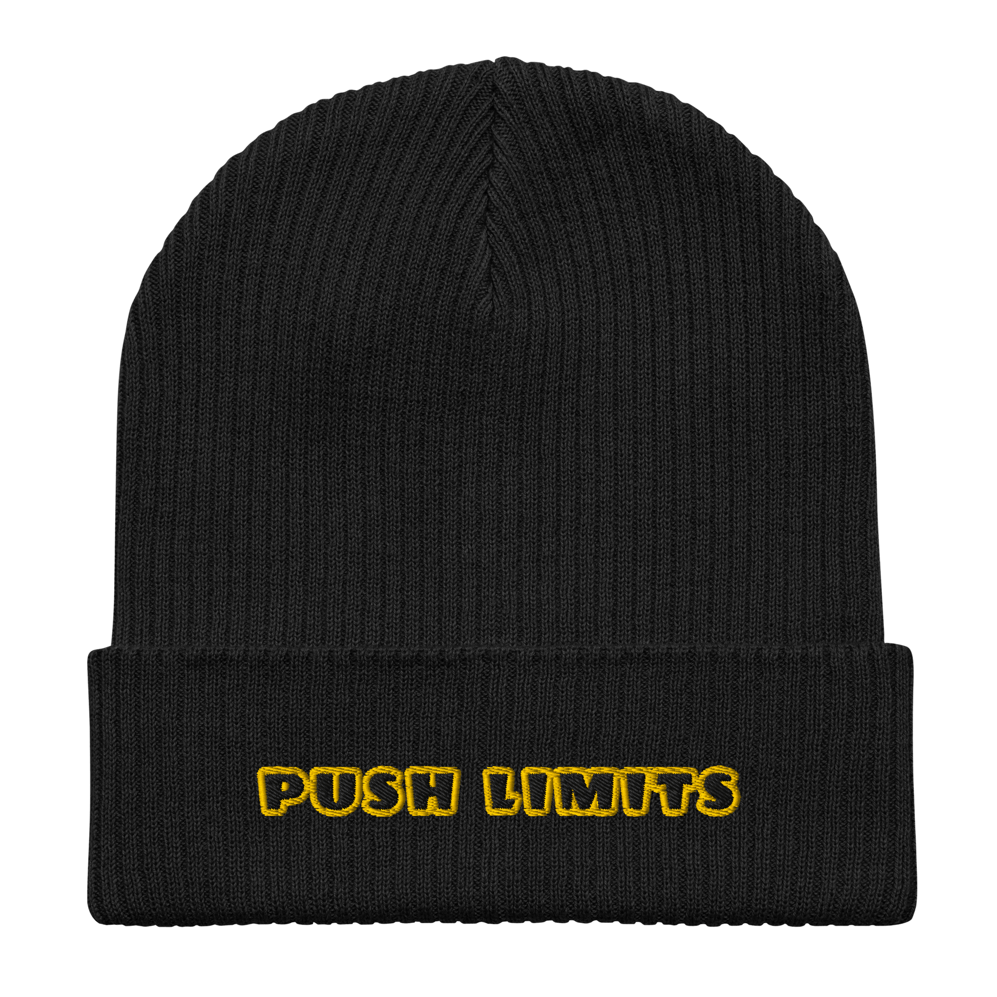 Stylish3Tees.com Beanie Push Limits Organic Embroidered Ribbed Beanie