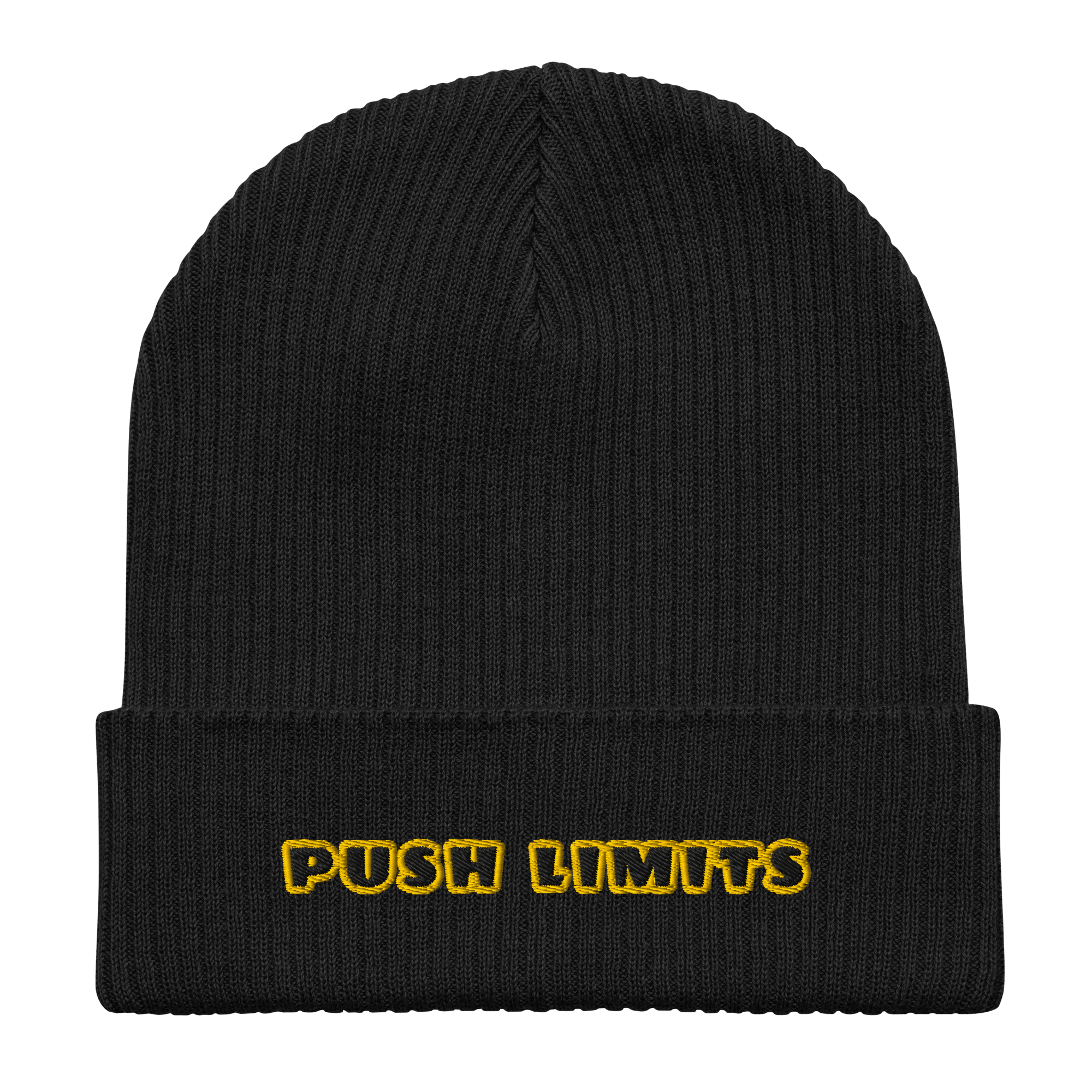 Stylish3Tees.com Beanie Push Limits Organic Embroidered Ribbed Beanie